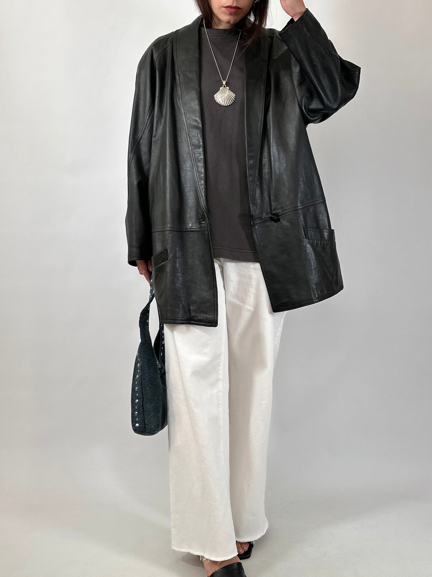 Vintage Shawl Collar Soft Leather Blazer