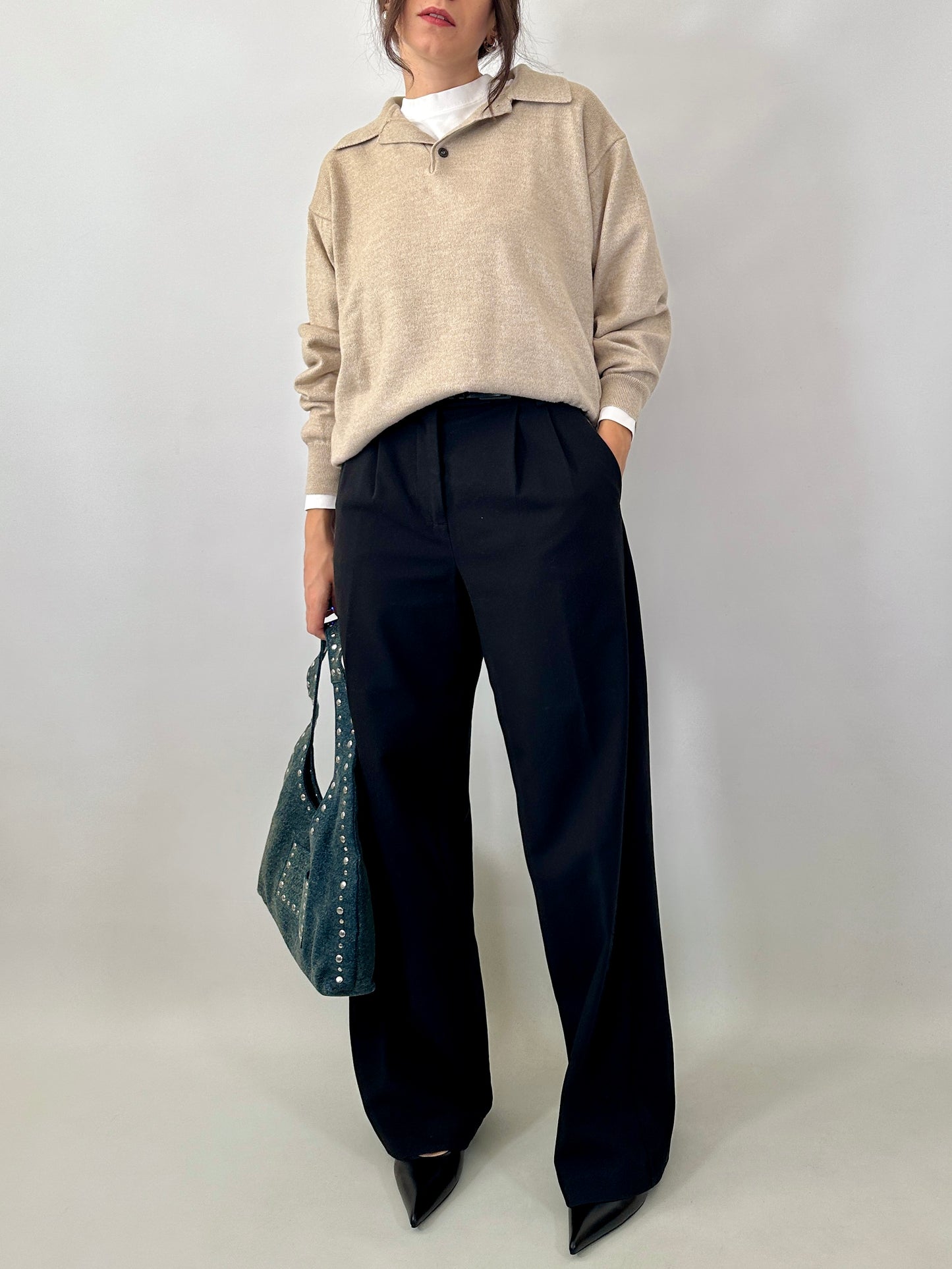 Polo neck wool sweater