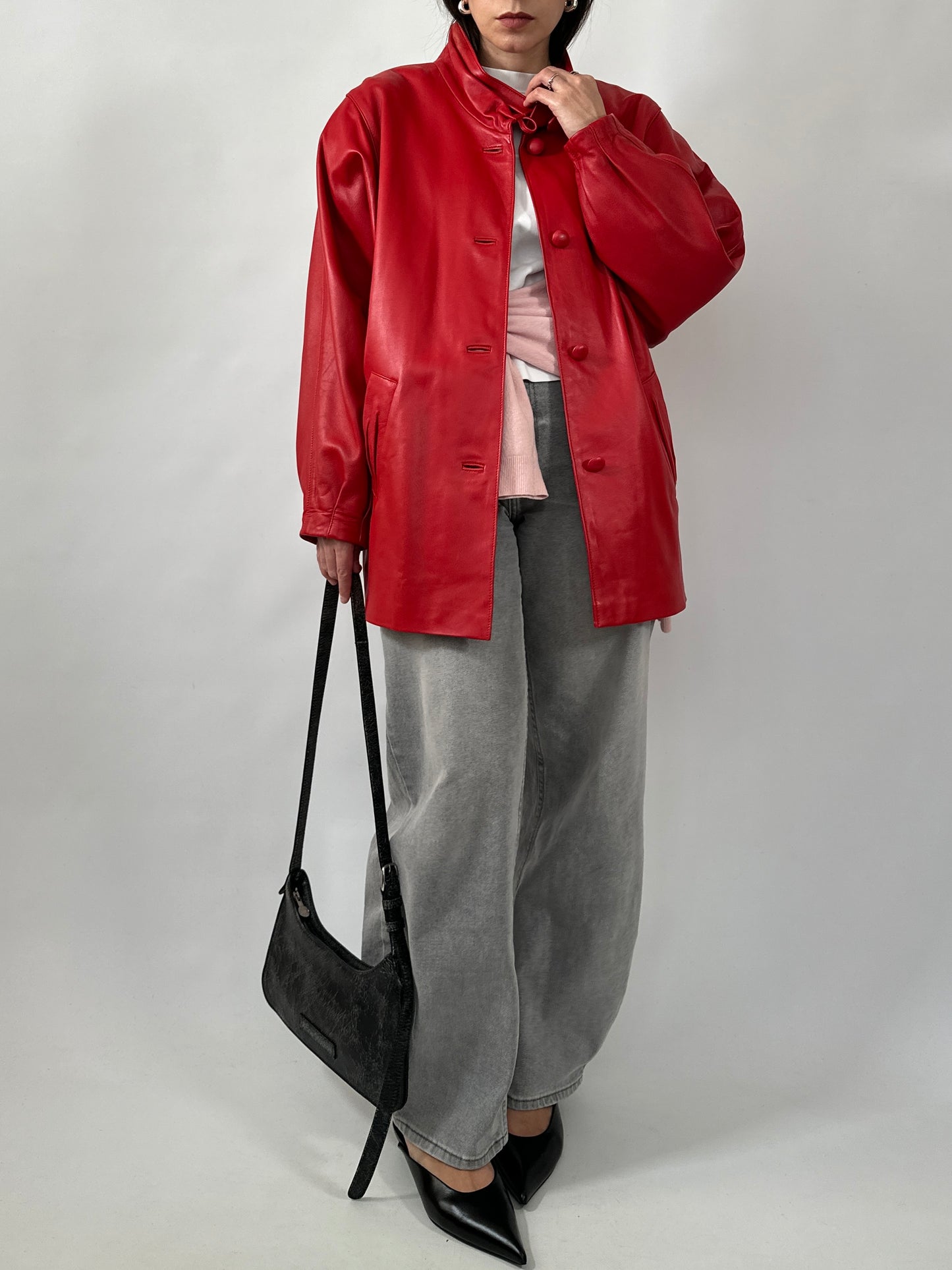 Vintage Red Leather Statement Jacket
