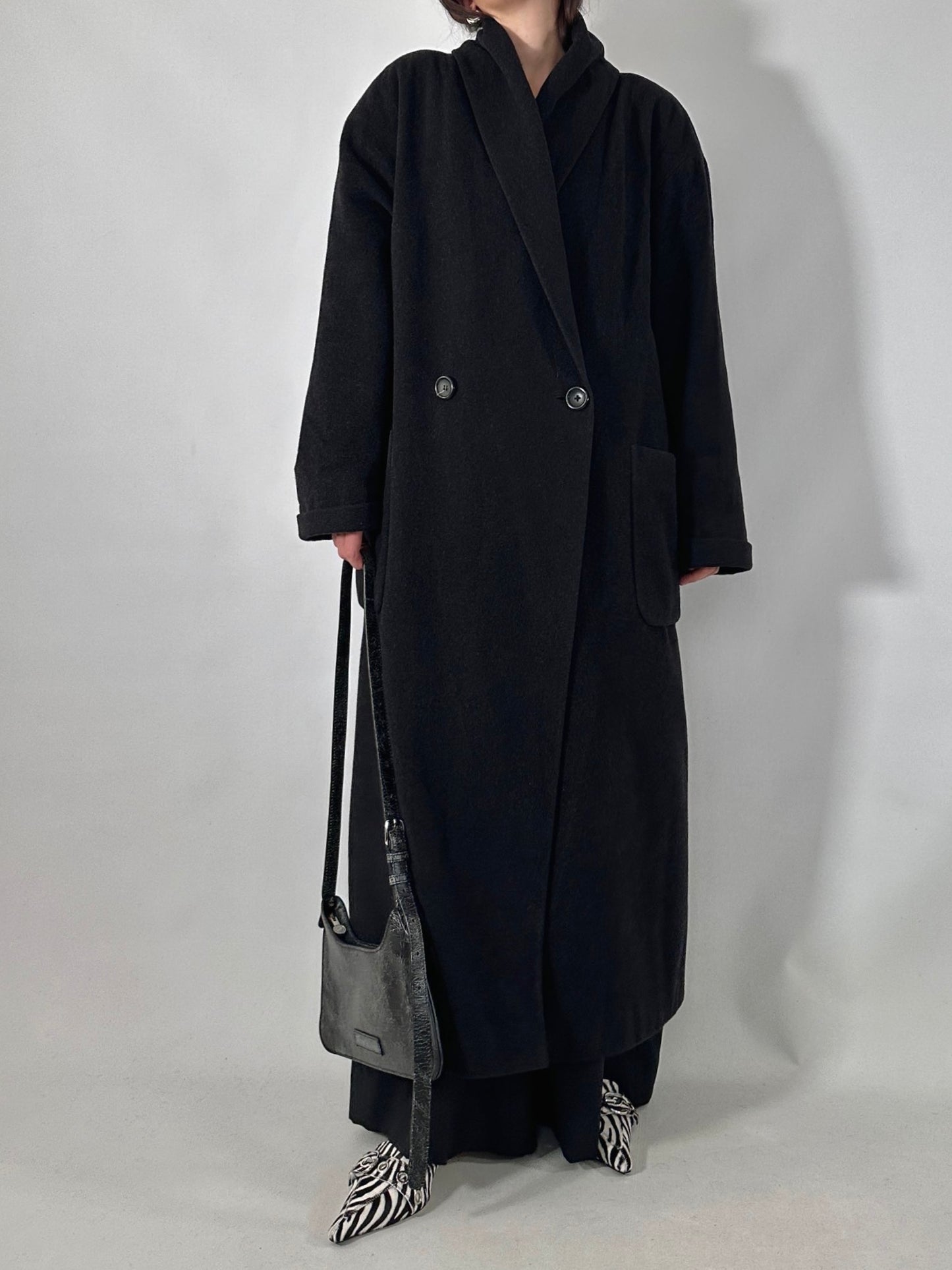 Vintage wool and cashmere coat with shawl collar