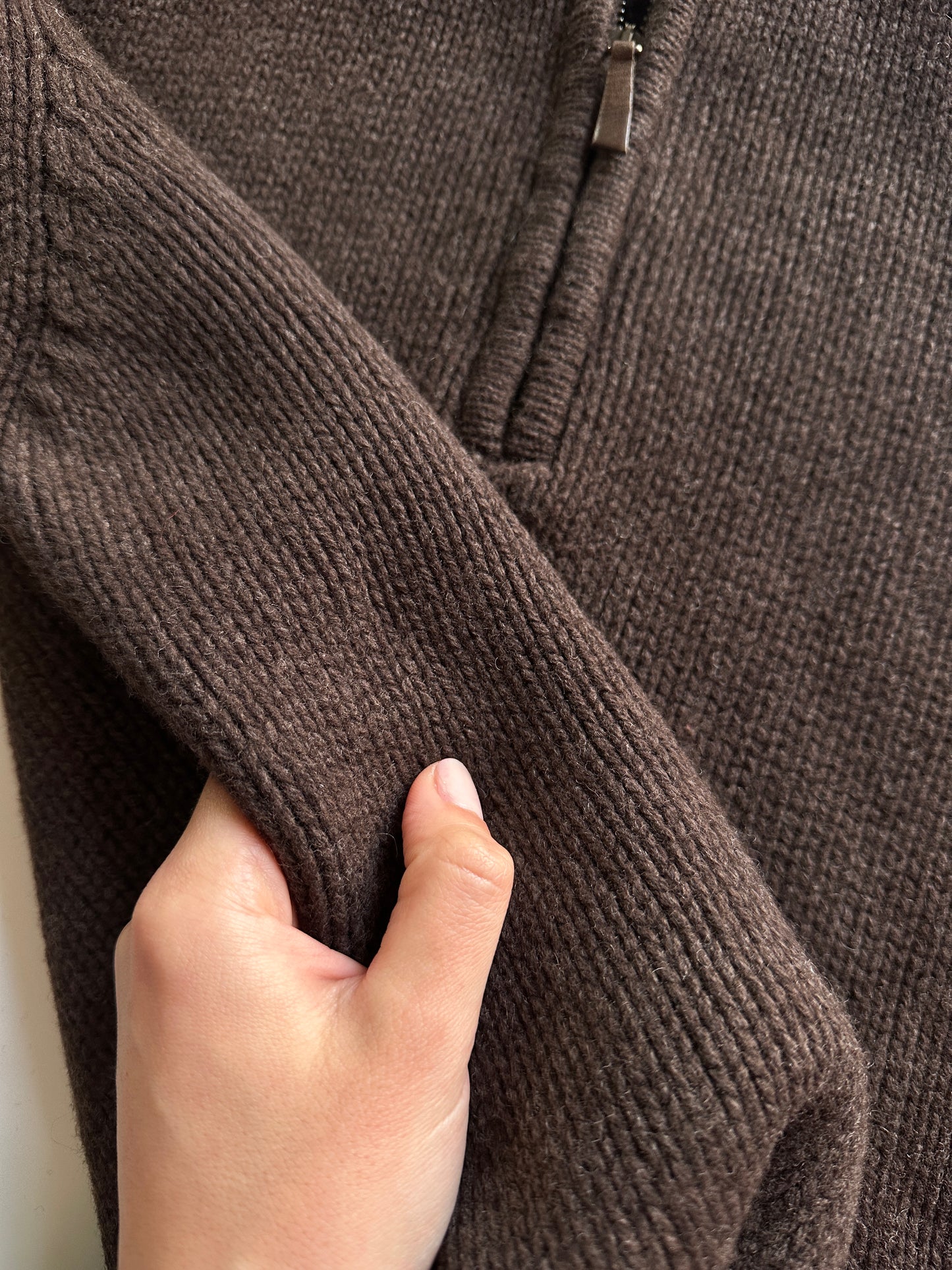 Brown Wool Half-Zip Sweater