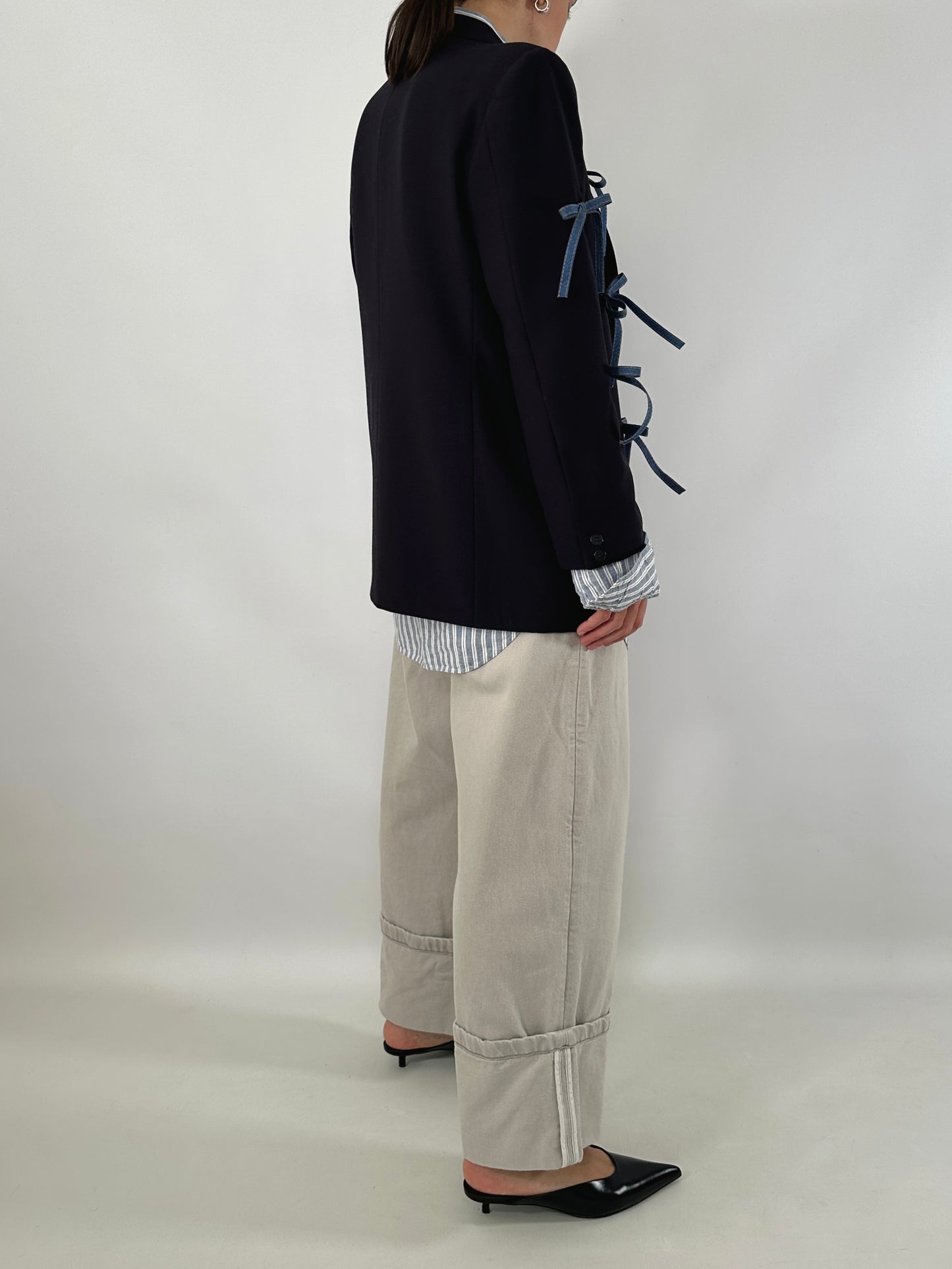 Reworked blue vintage men blazer