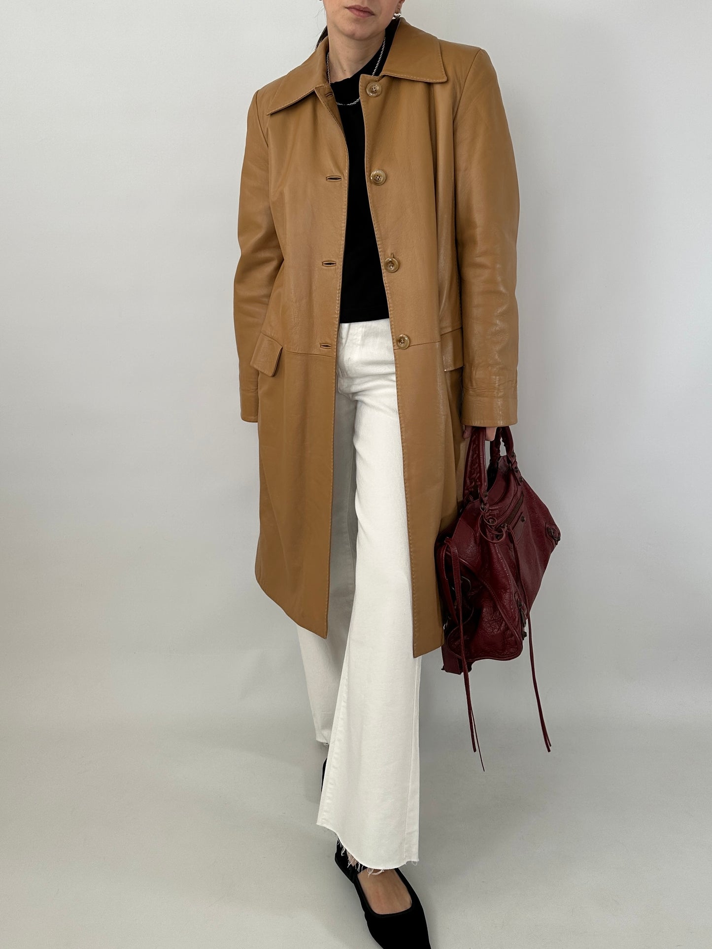 Long soft leather vintage jacket