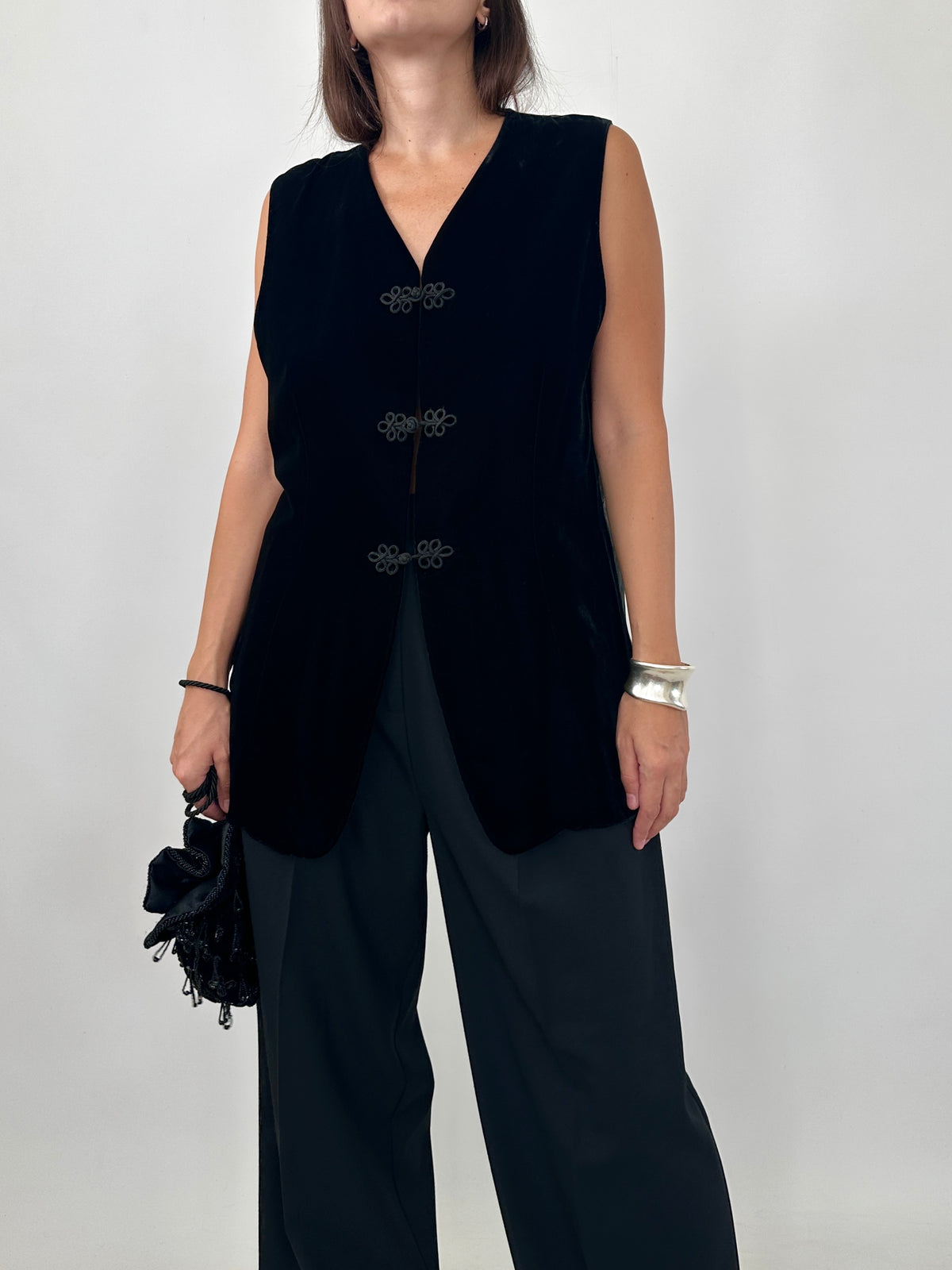 Velvet Vest with Frog Closures