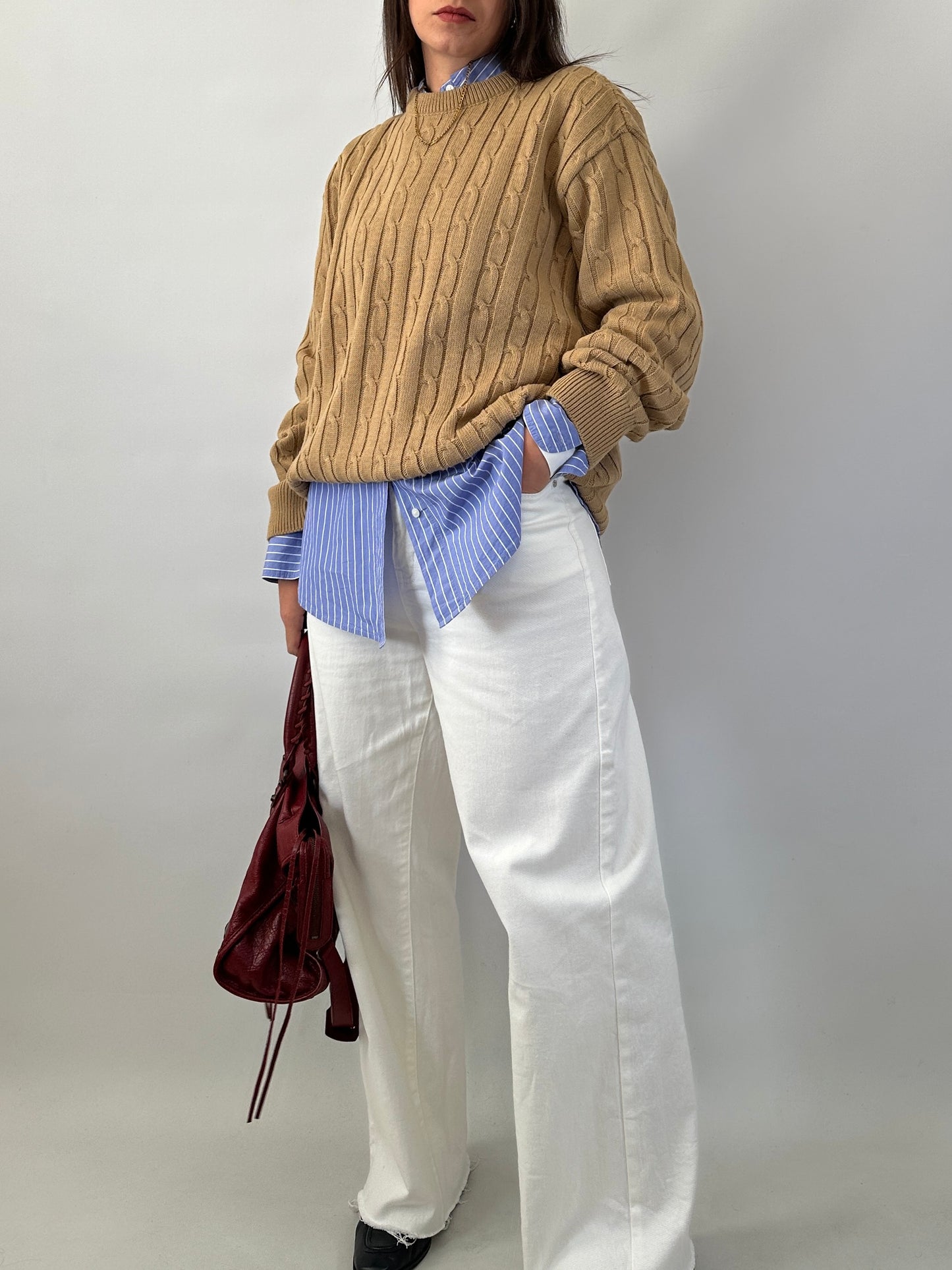 Cable-knit oversized sweater