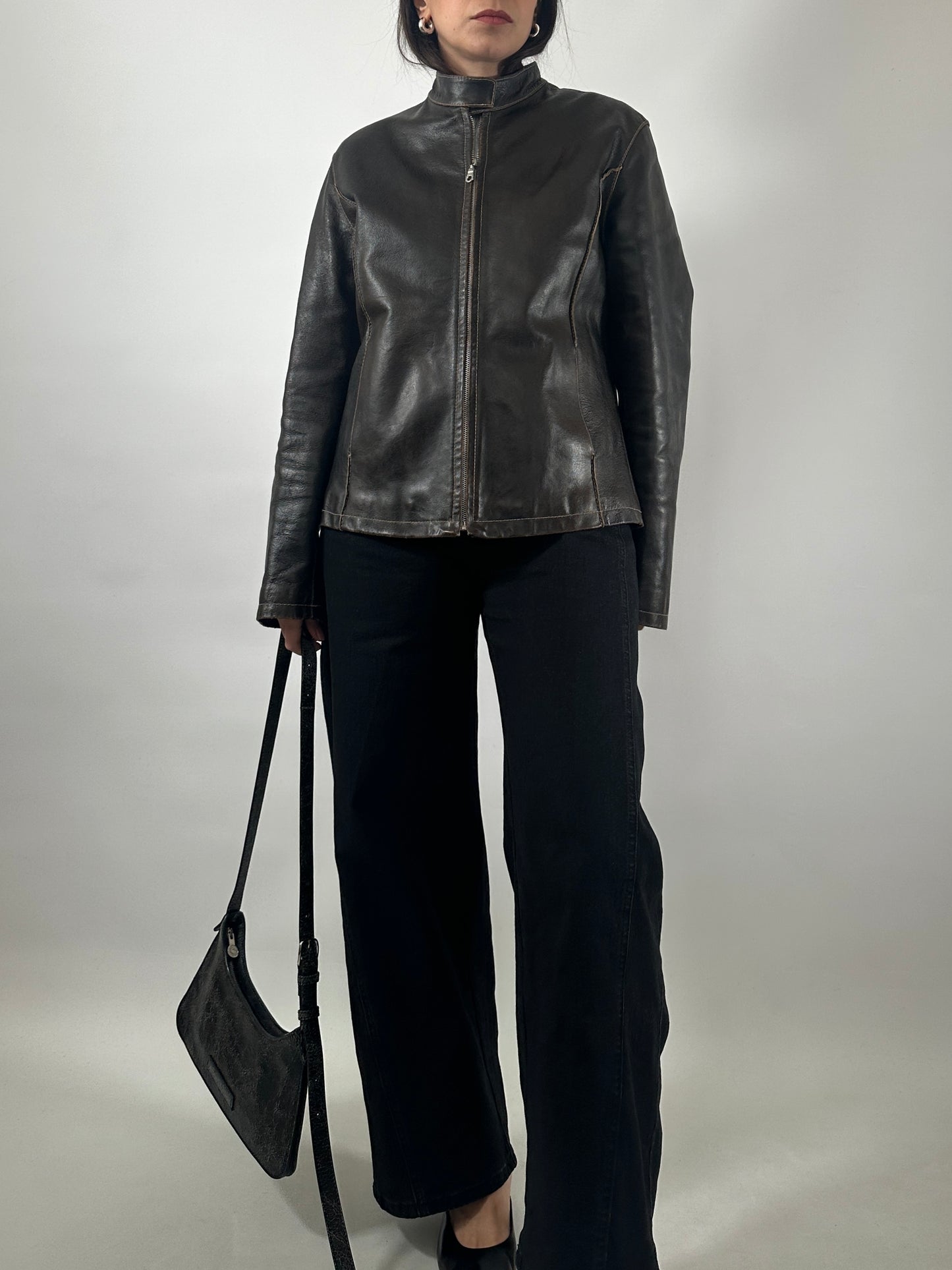 Vintage Leather Café Racer Jacket