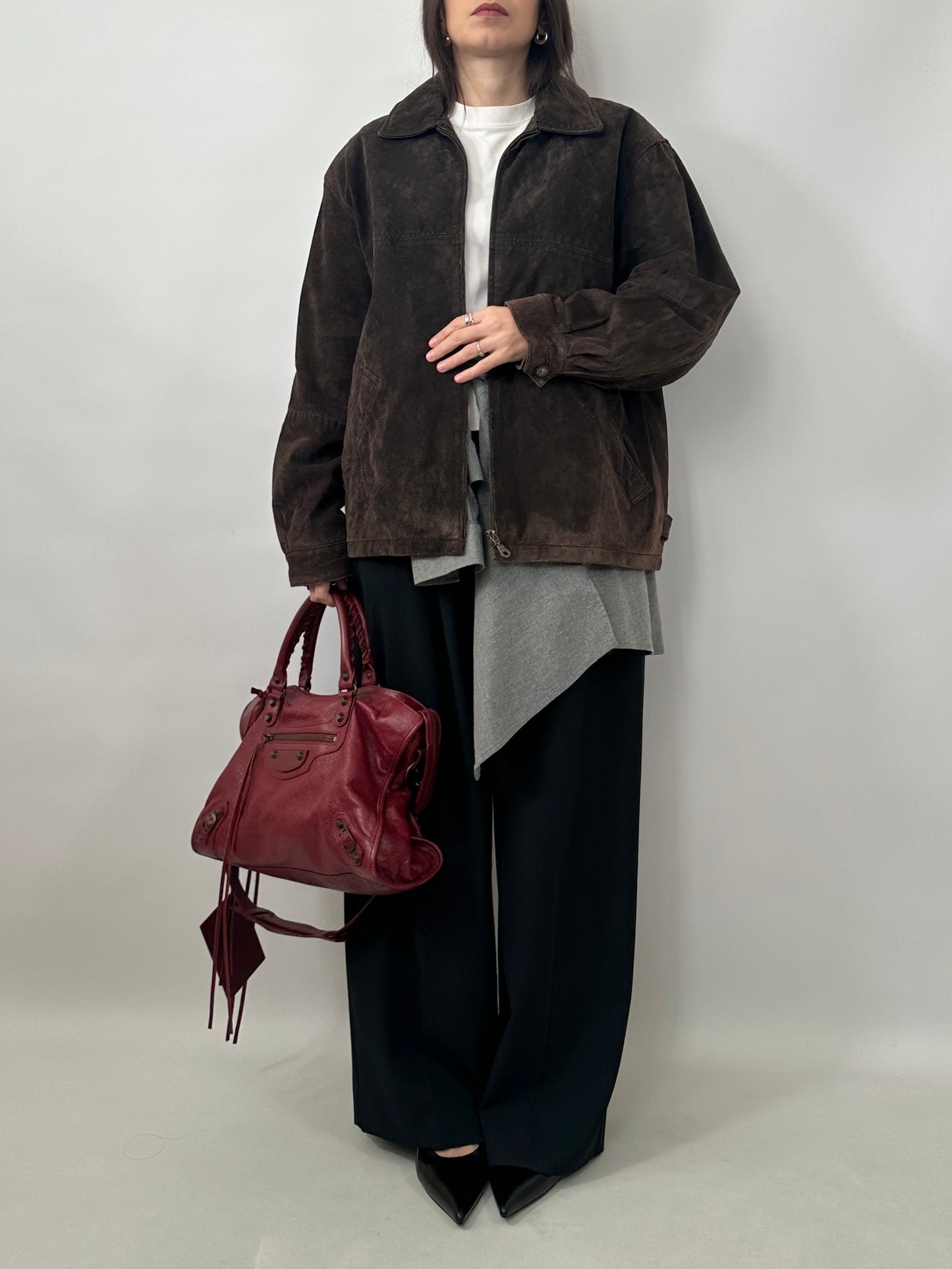 Vintage Zipped Suede Leather Jacket