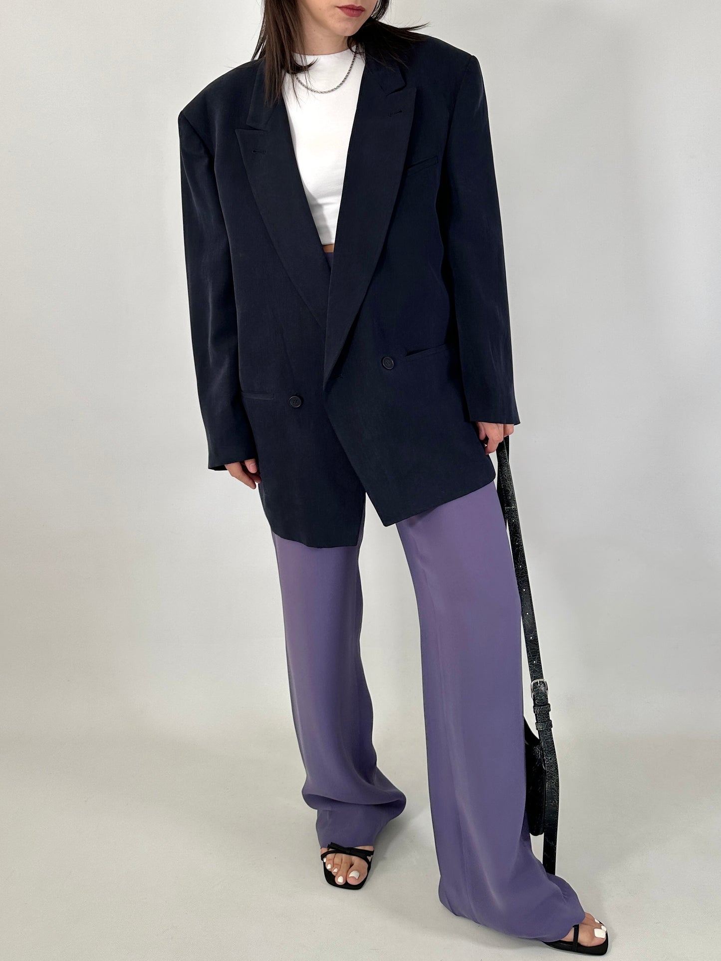 Wide leg pure silk trousers