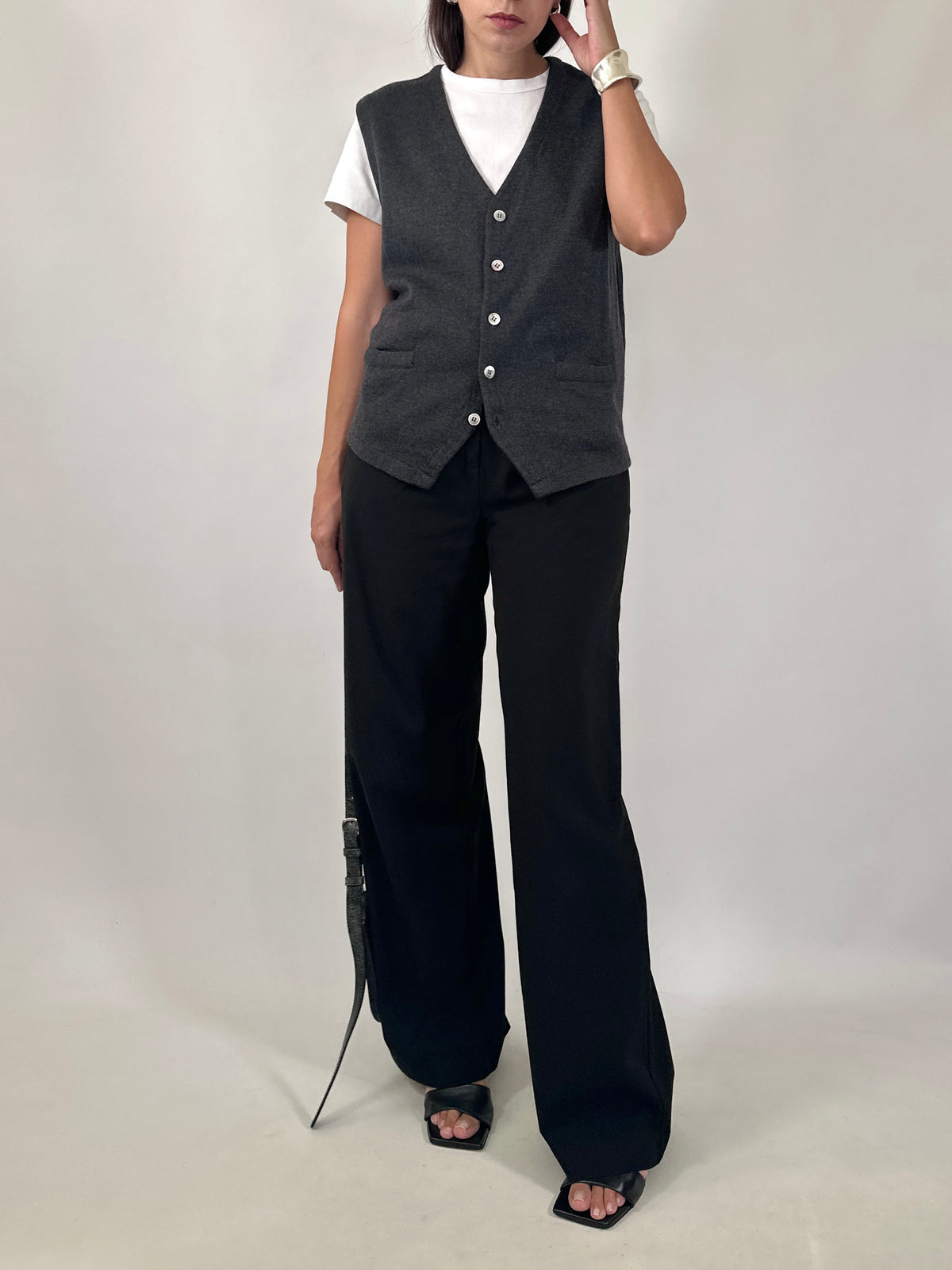 Tailored Button Front Wool Vest