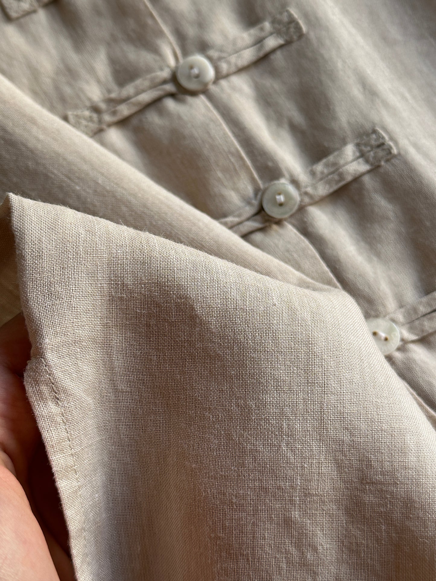 Pure Linen Mandarin Midi Dress