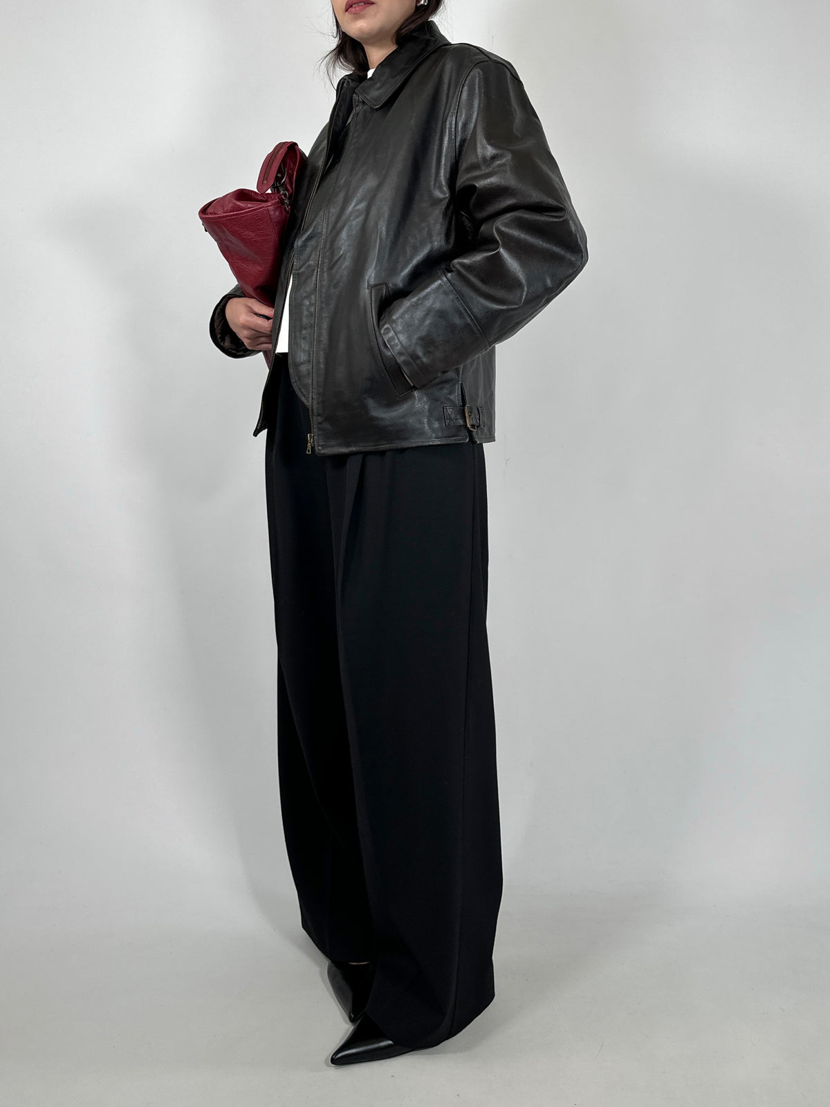 Dark Brown Patent Leather Jacket