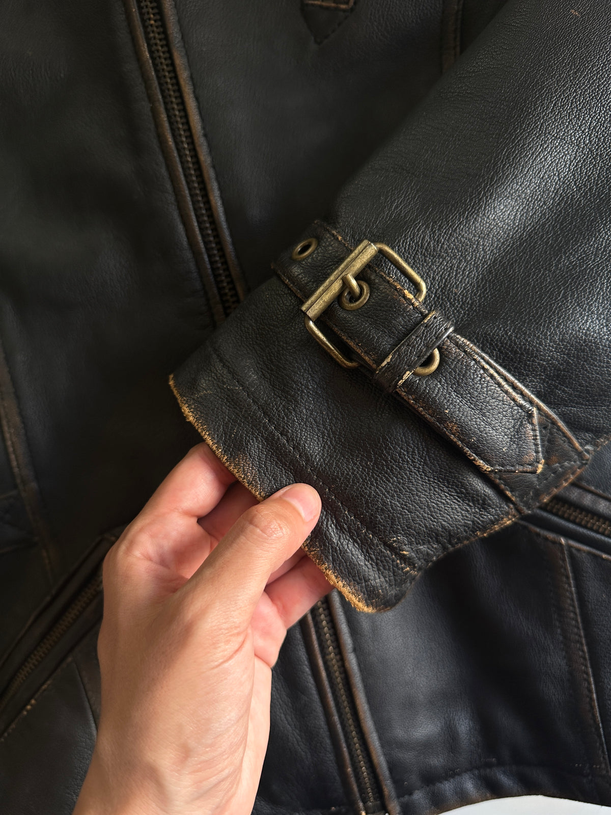 Vintage Distressed Leather Jacket