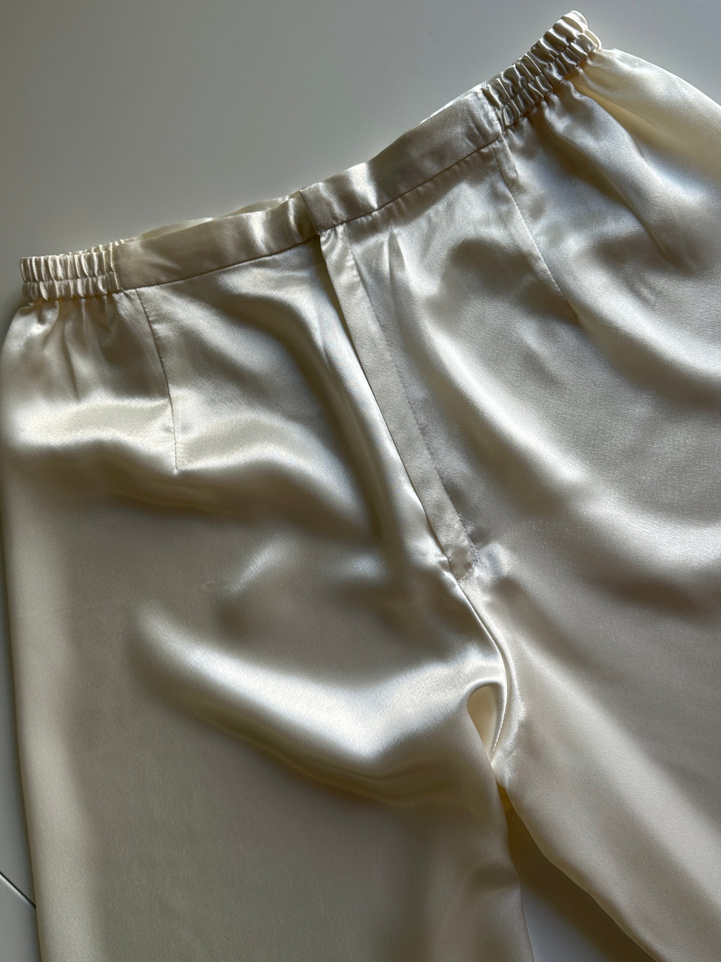 Ivory Silk Fluid Trousers