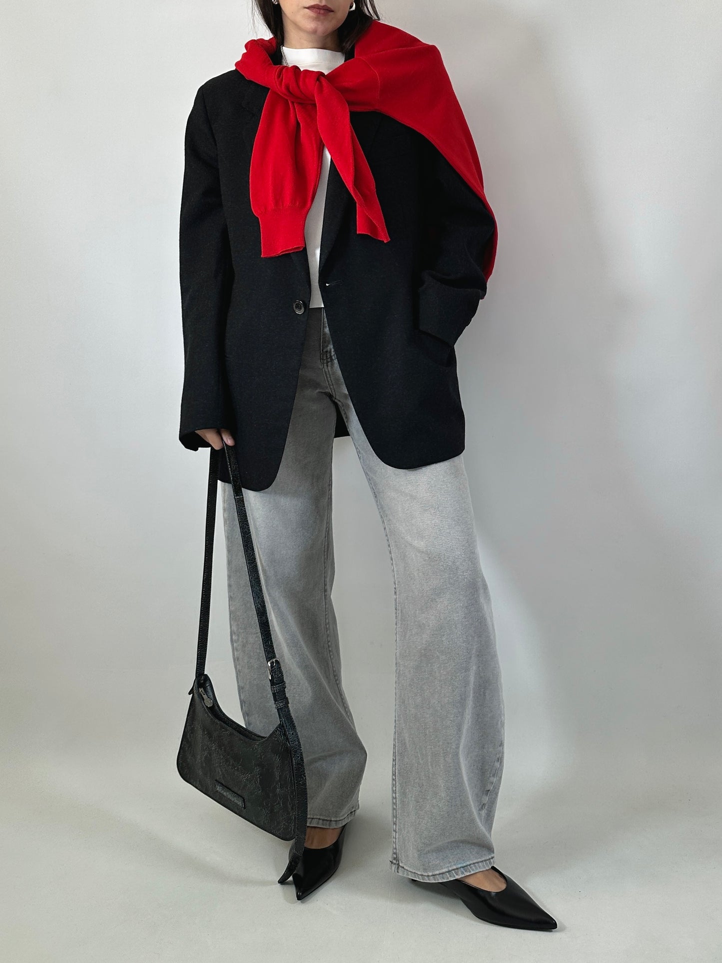 Vintage wool one-button blazer