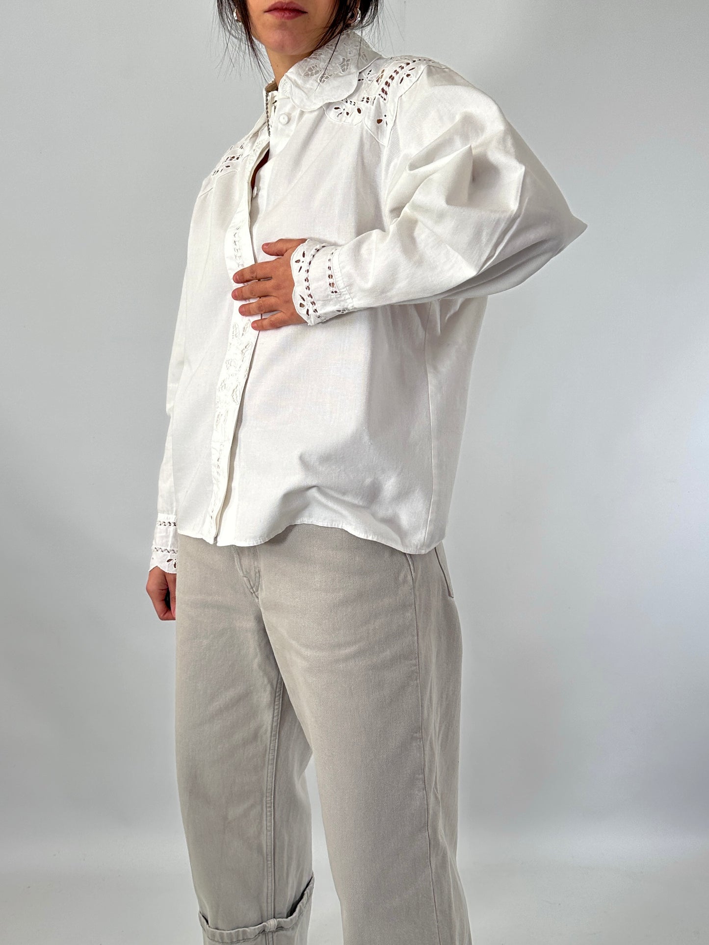 Hand-embroidered vintage white shirt
