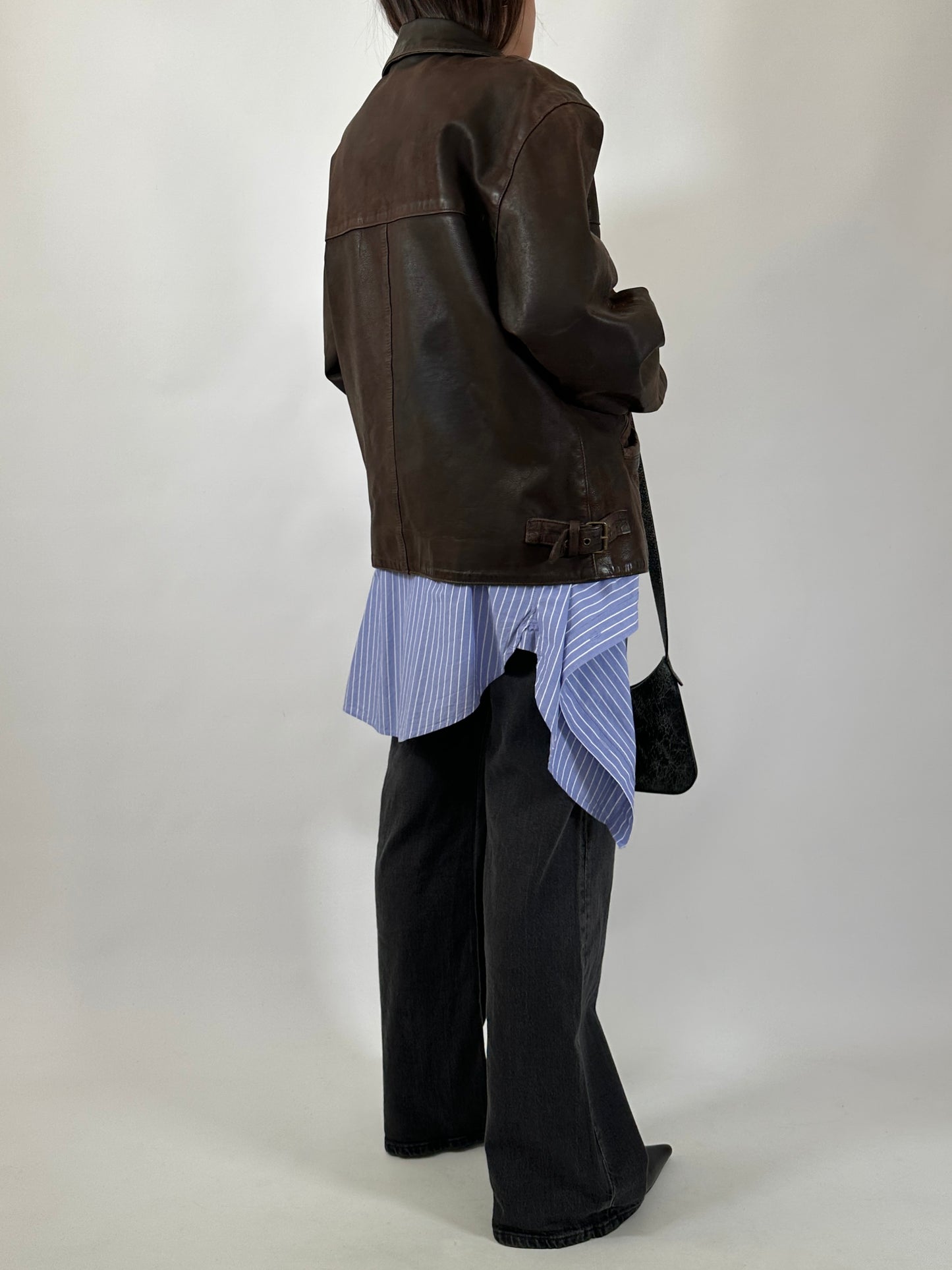 Vintage Brown Zip-Up Leather Jacket