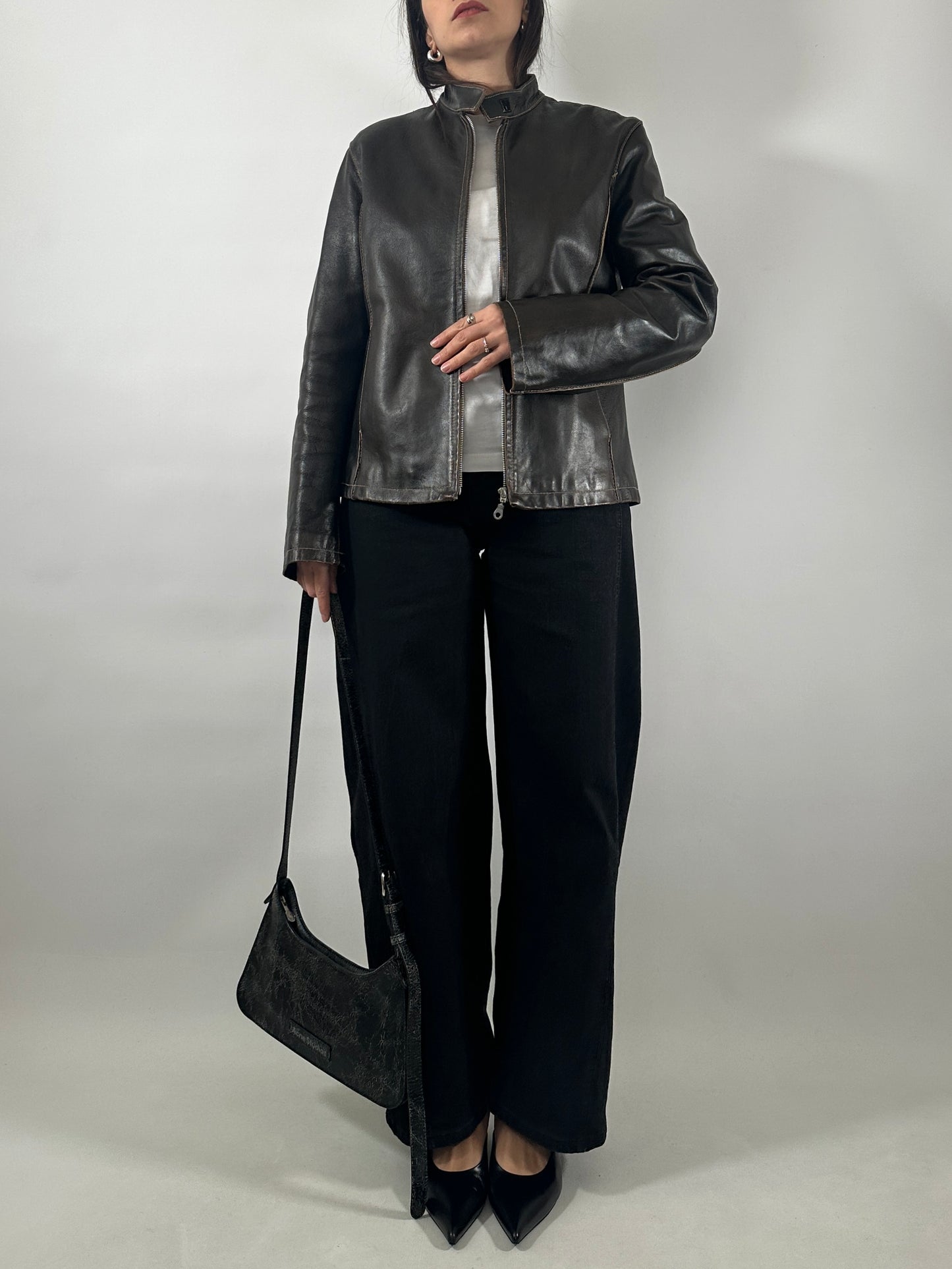 Vintage Leather Café Racer Jacket
