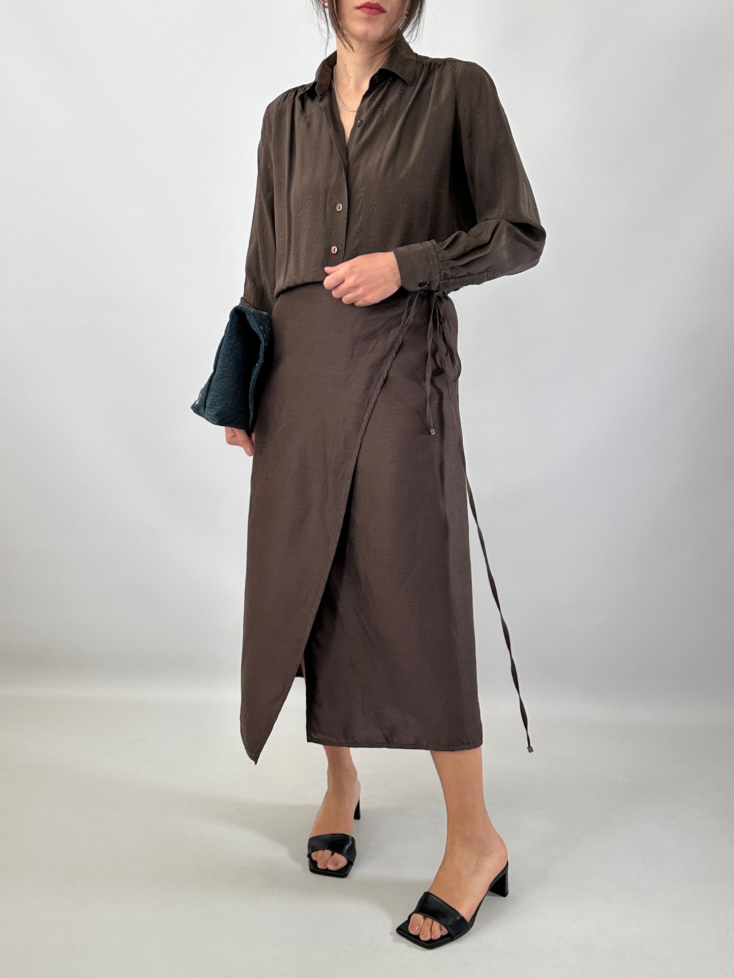 Max Mara wrap chocolate skirt