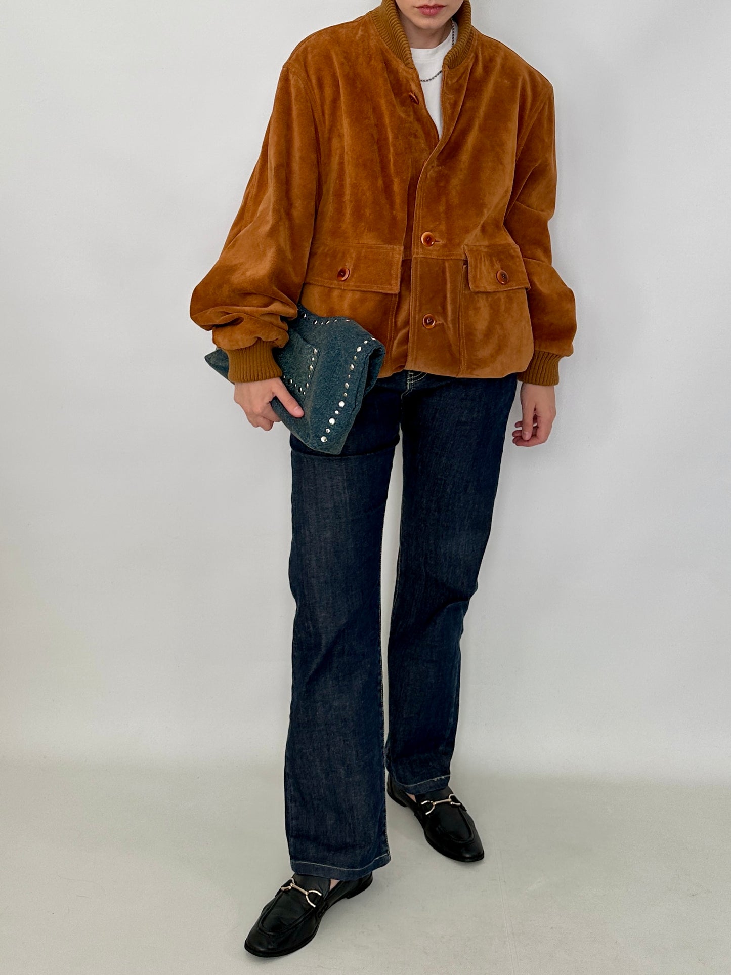 Vintage suede bomber jacket