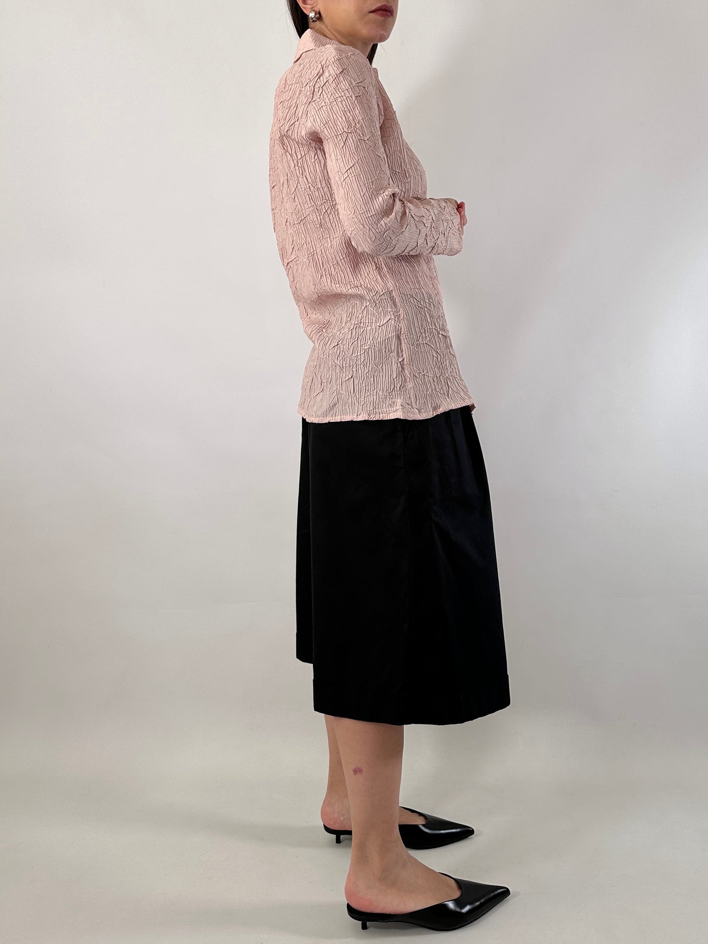 Satin crinkle pink shirt