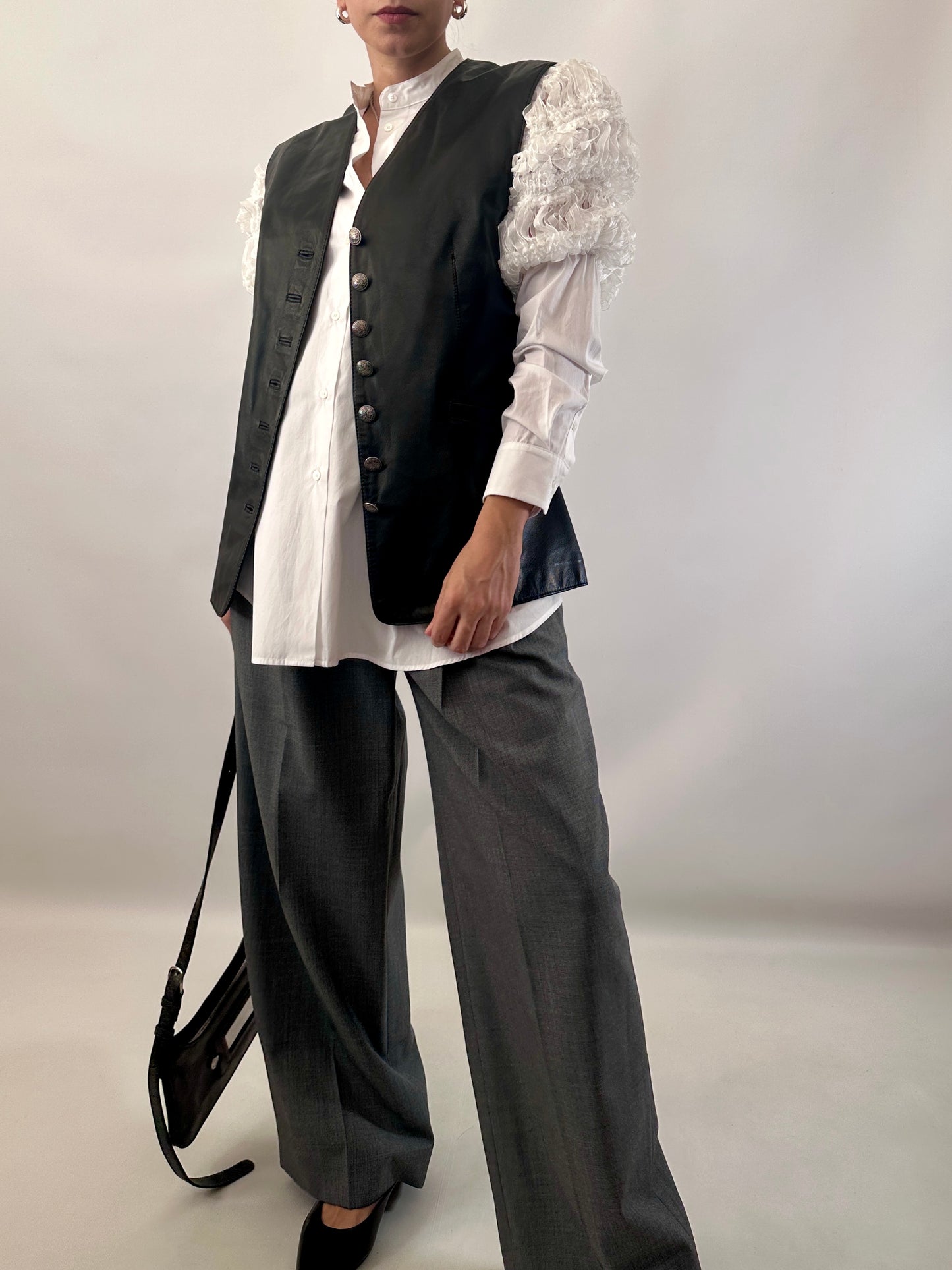 Vintage real leather waistcoat