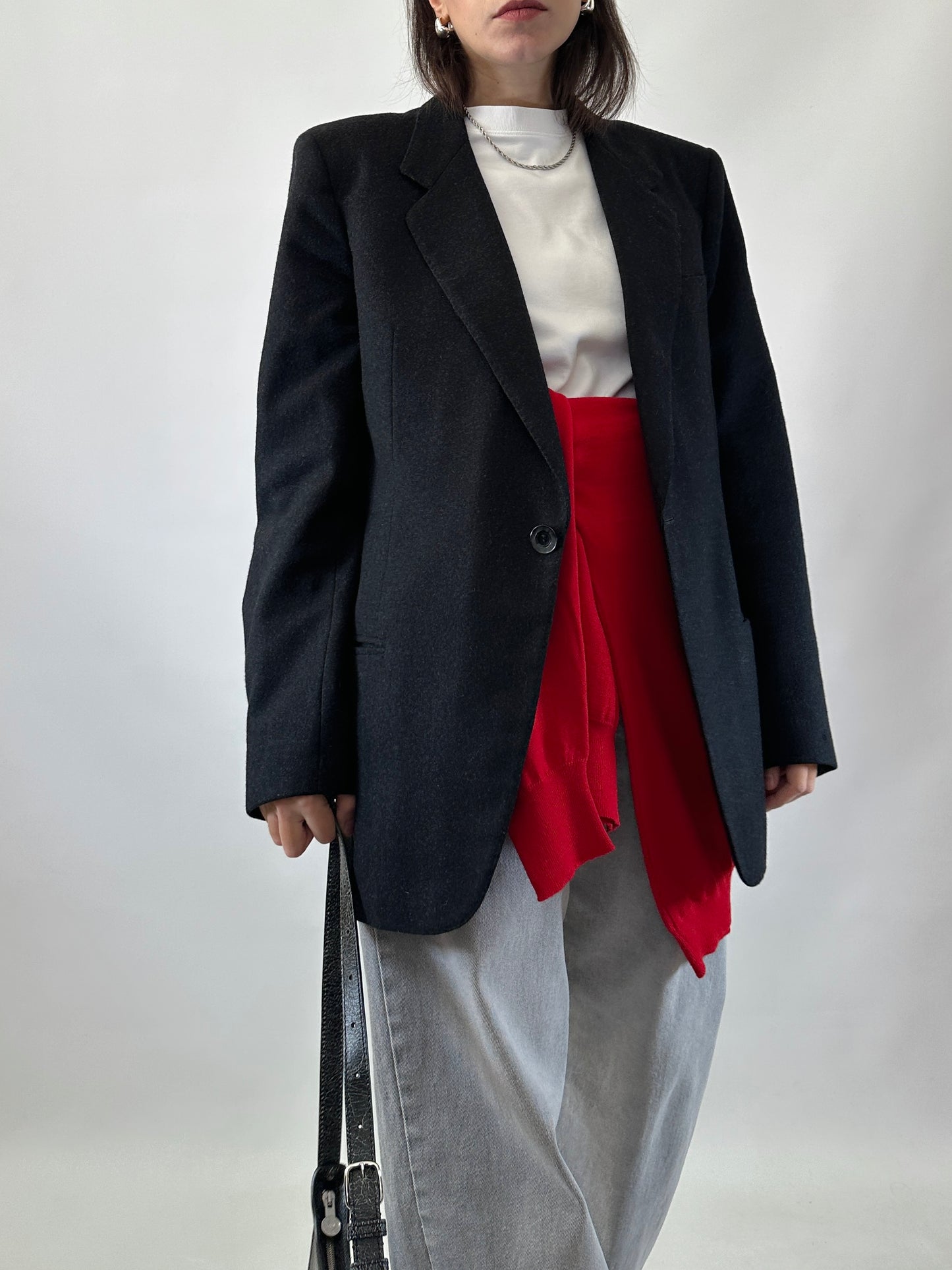 Vintage wool one-button blazer