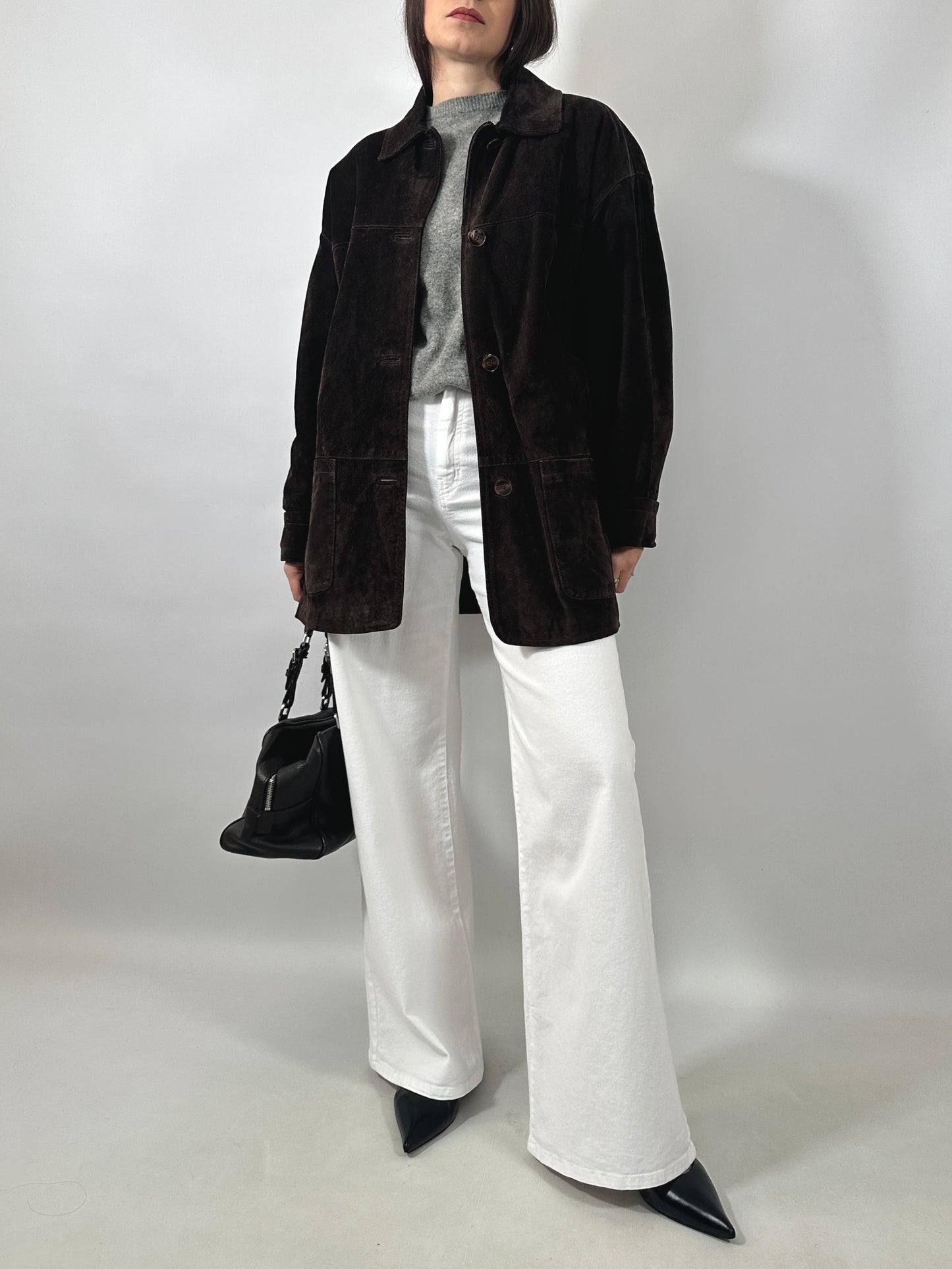 Vintage Suede Button-Up Jacket