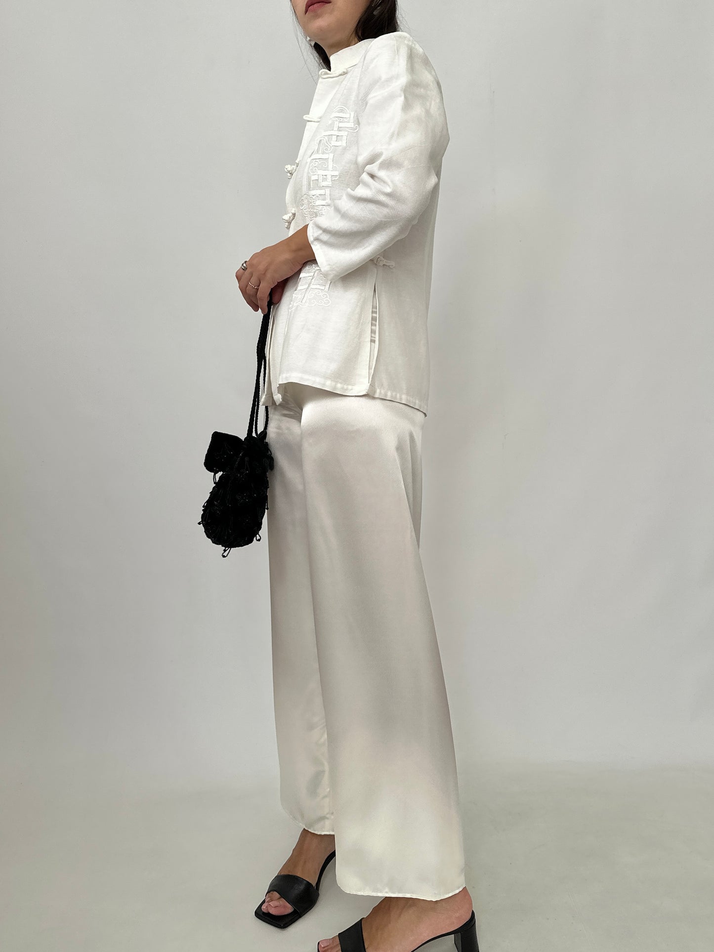 Ivory Silk Fluid Trousers