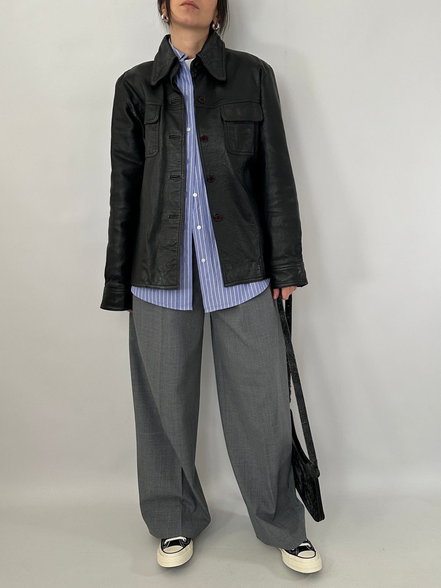 Black leather vintage overshirt