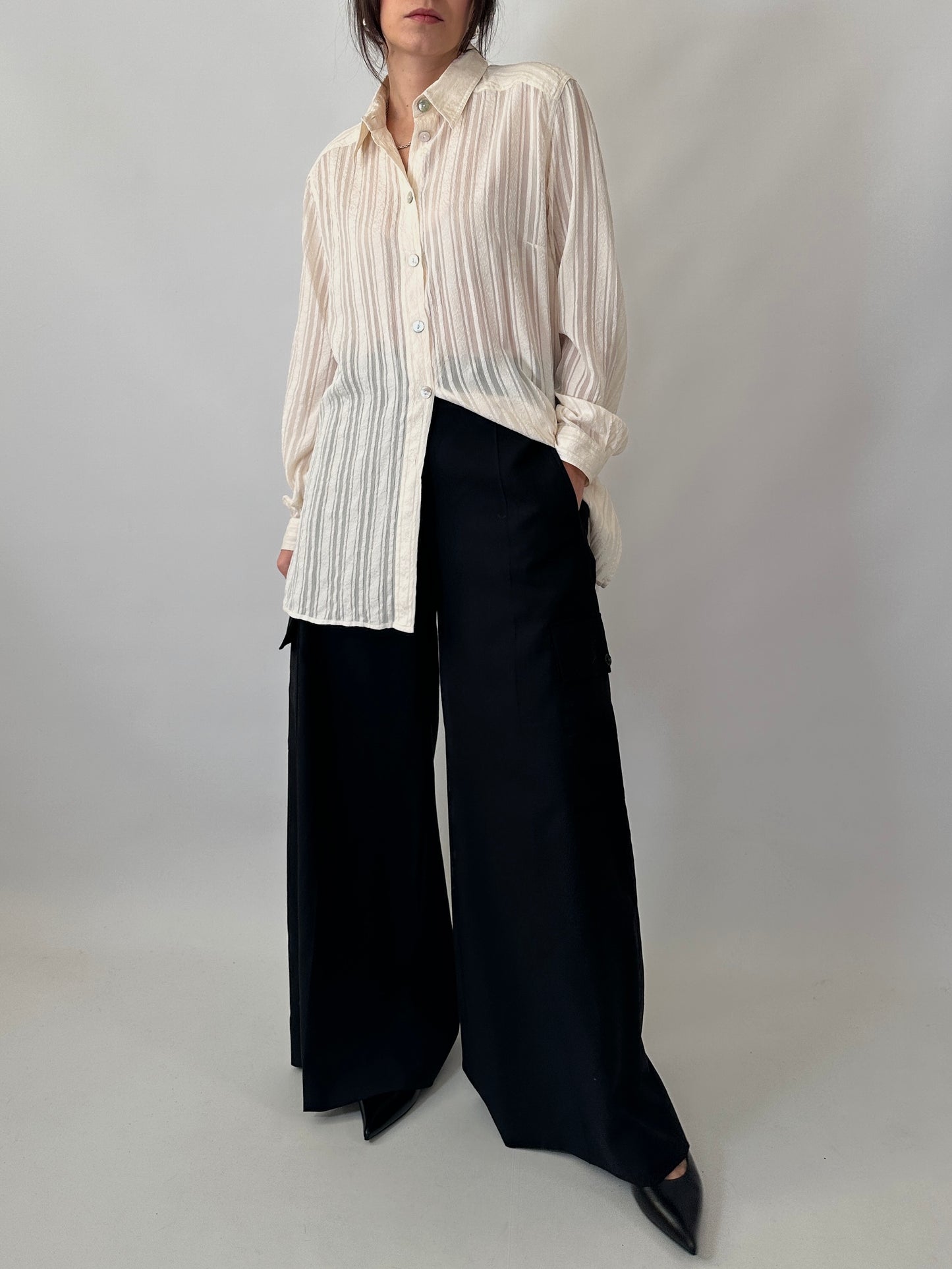 Embroidered vintage ivory shirt