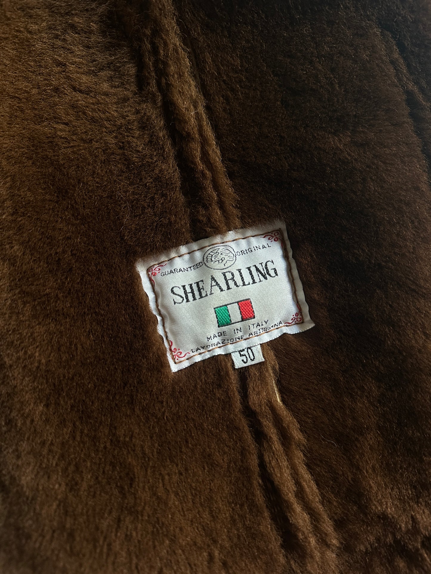 Vintage shearling coat in soft suede leather
