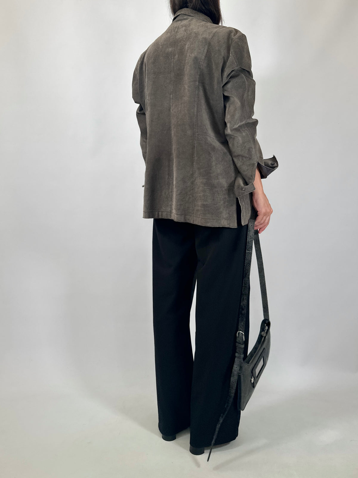 Vintage Grey Suede Leather Jacket