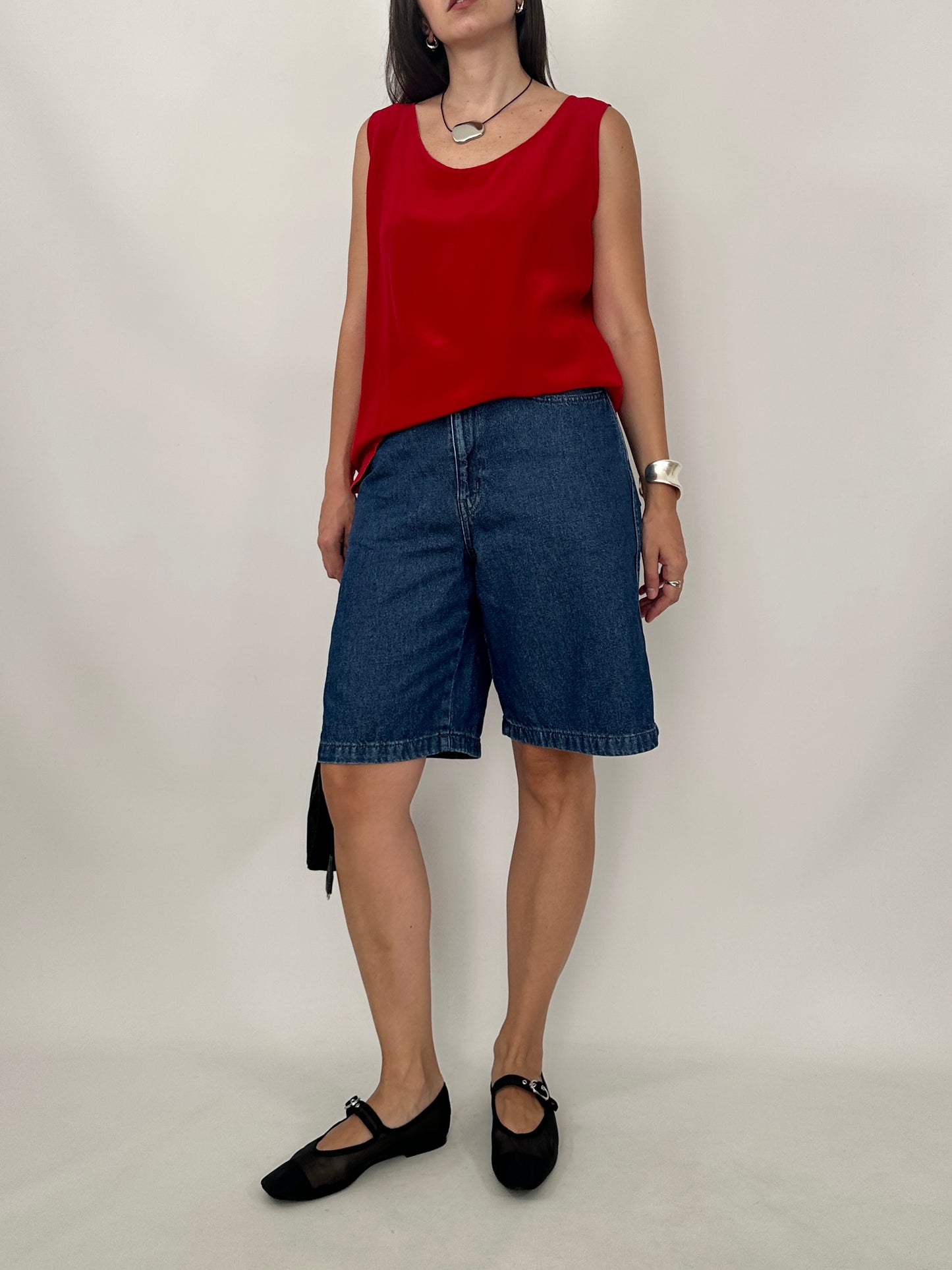 Vintage Red Silk Top