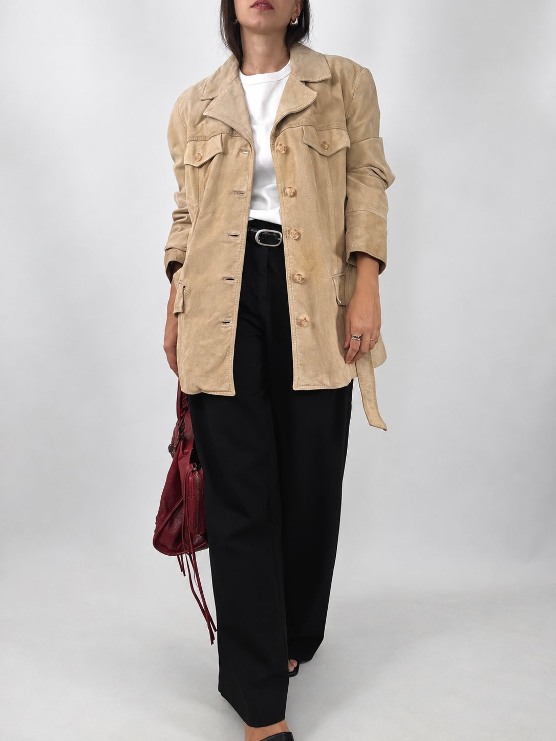 Beige Suede Safari Jacket