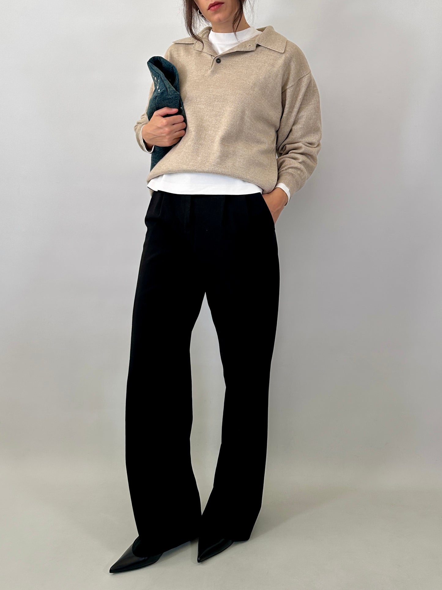 Polo neck wool sweater