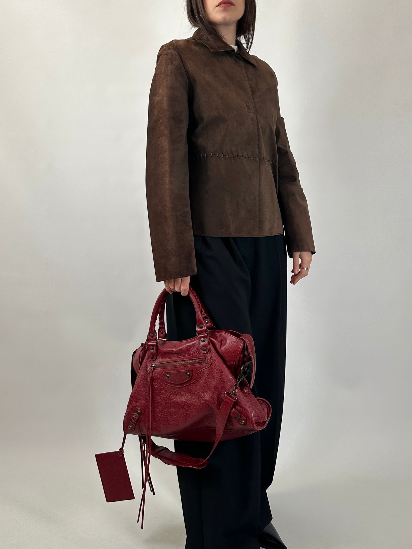 Brown Suede Boxy Fit Jacket