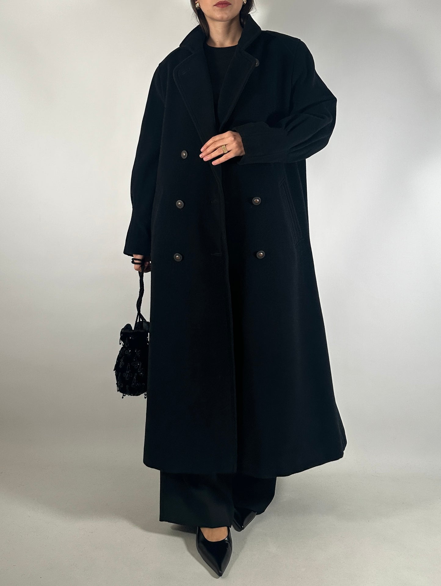 Vintage Black Loden-Style Coat