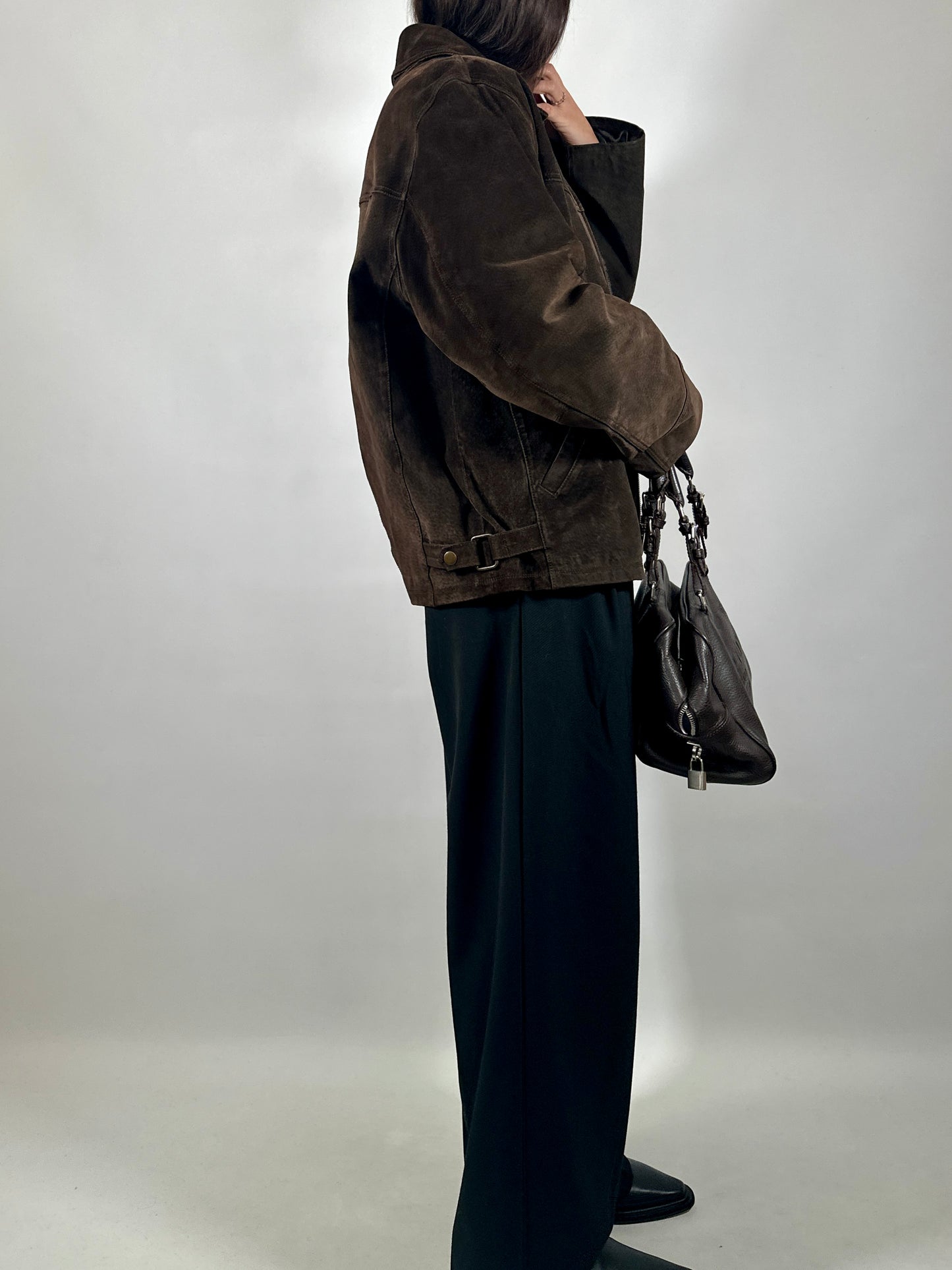 Brown Leather Zipped Jacket