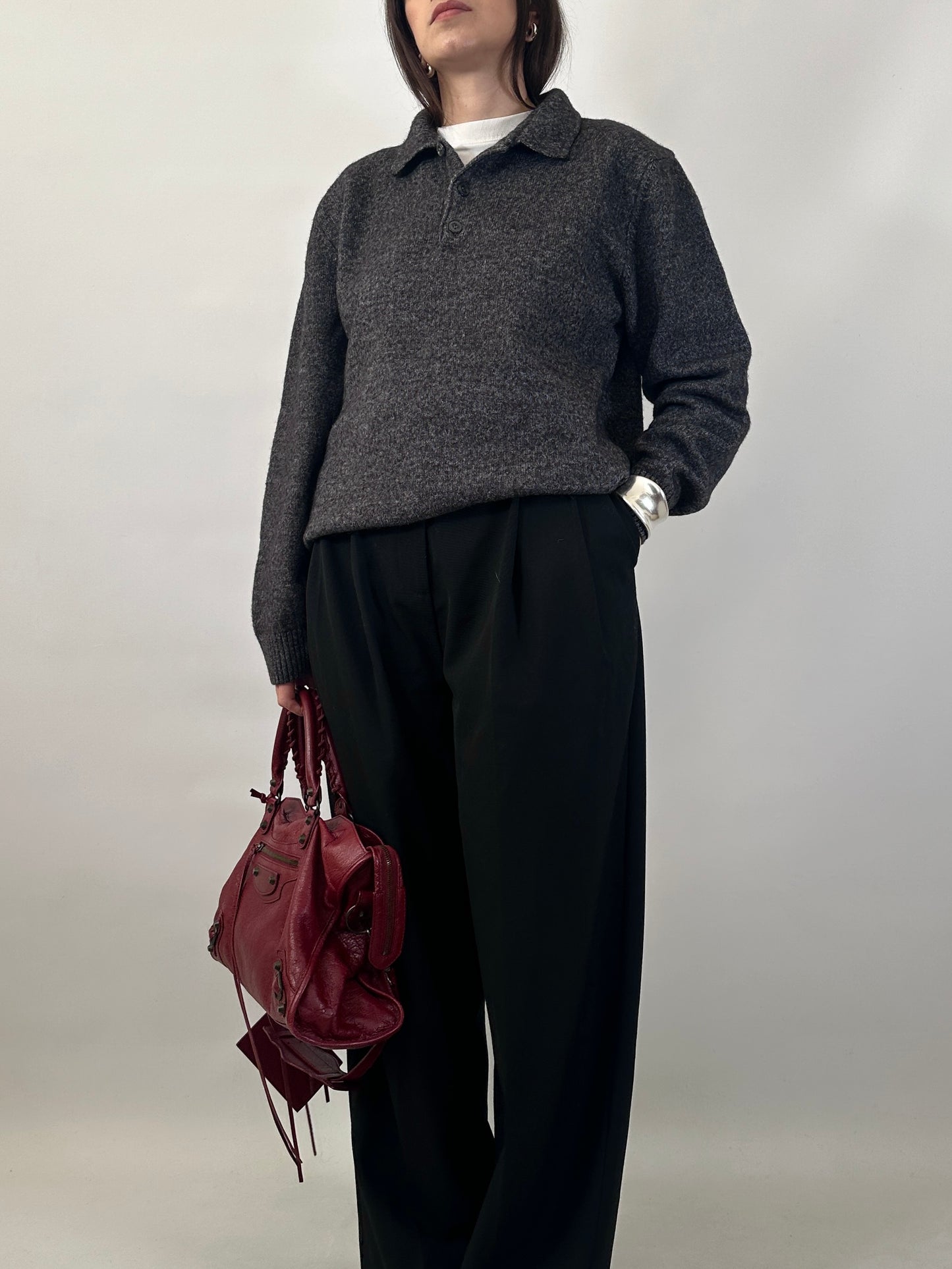 Wool&Alpaca Polo Collar Sweater