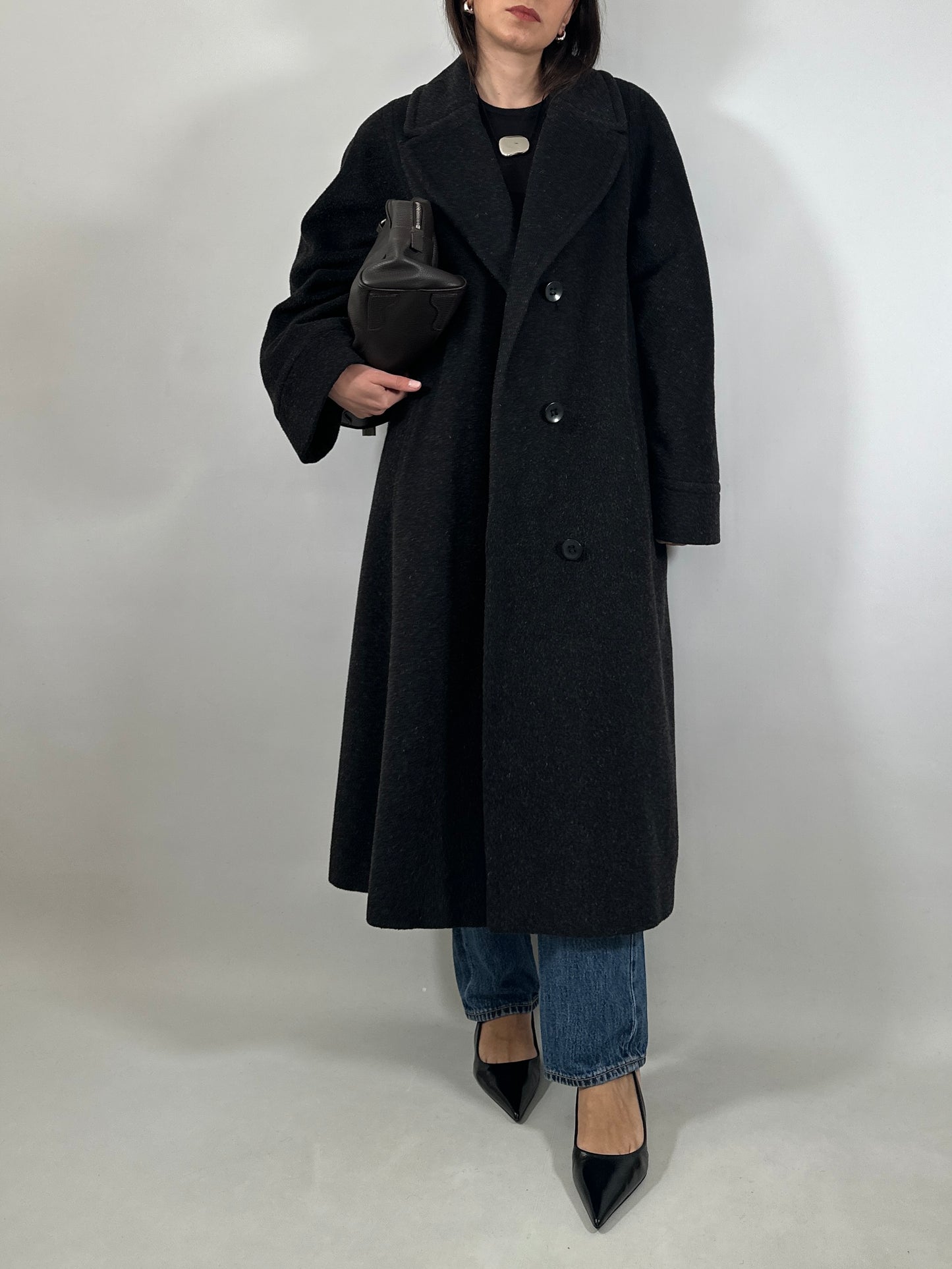 Grey Mohair Oversized Coat