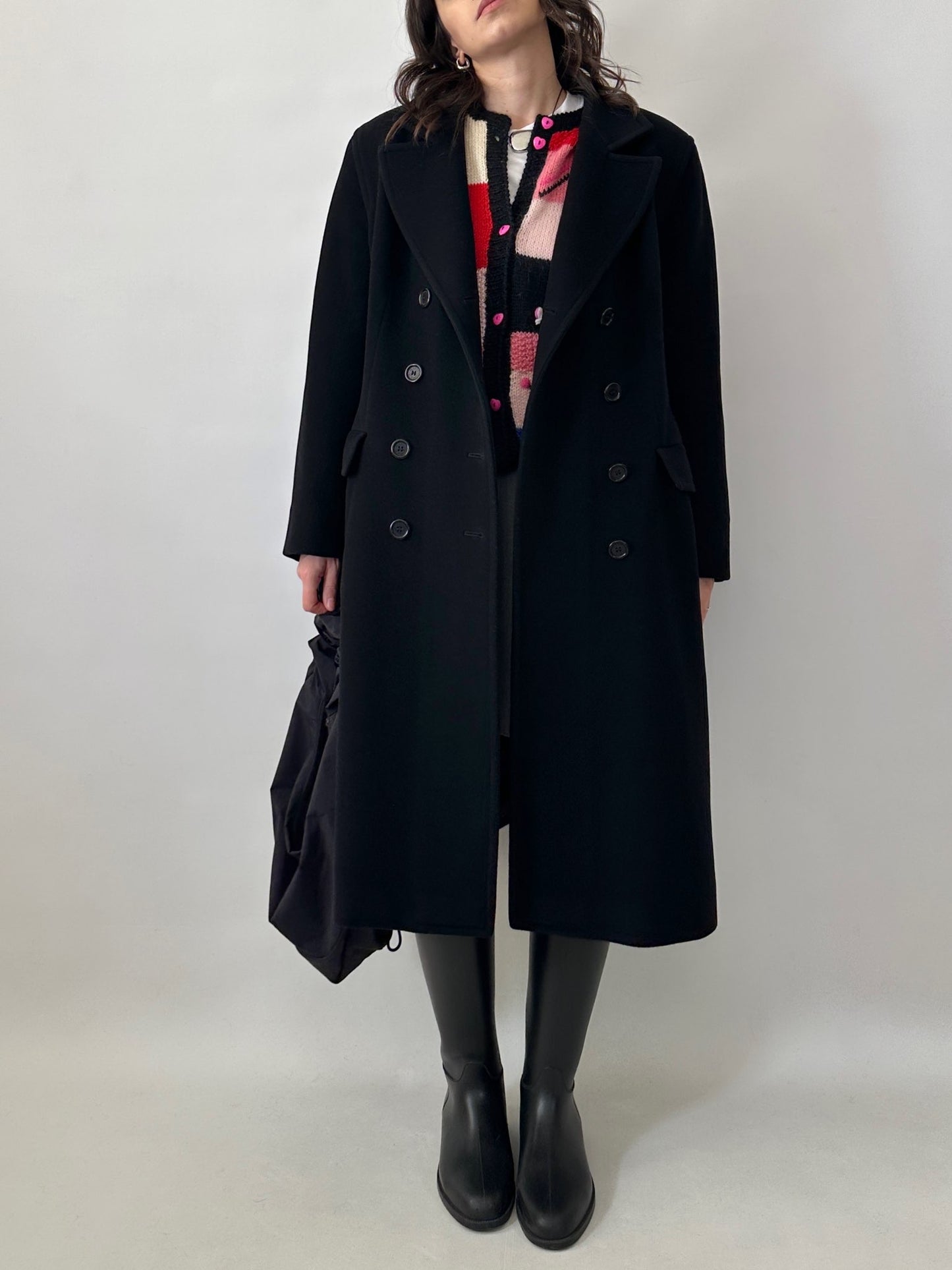 Vintage black pure wool tailored coat