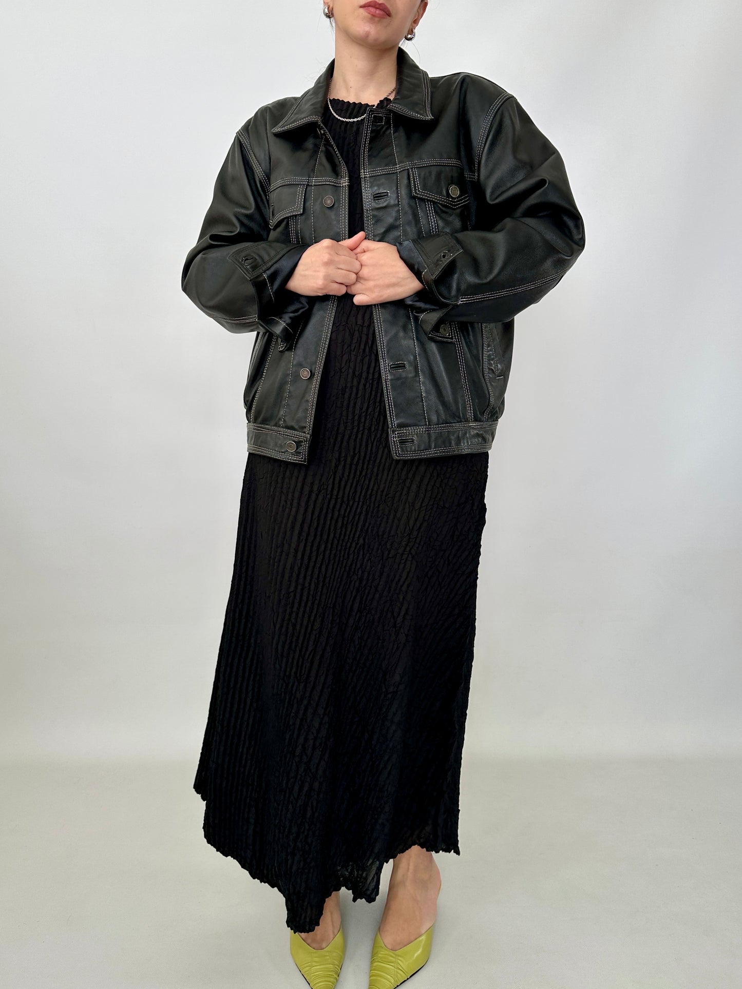 Soft leather trucker jacket