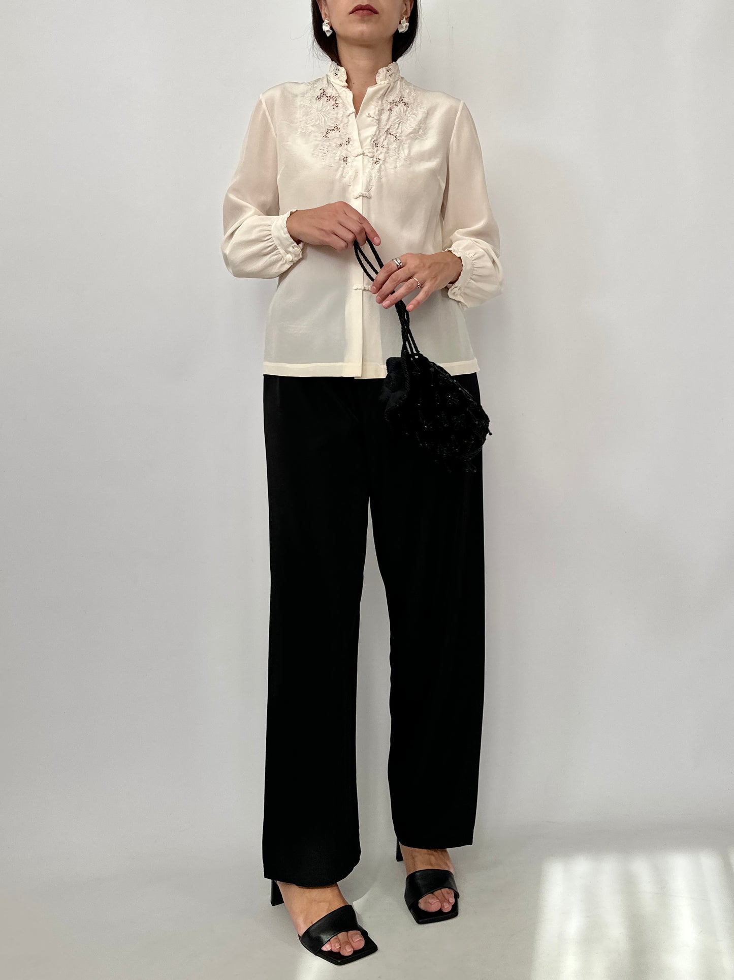 Hand-Embroidered Vintage Silk Blouse