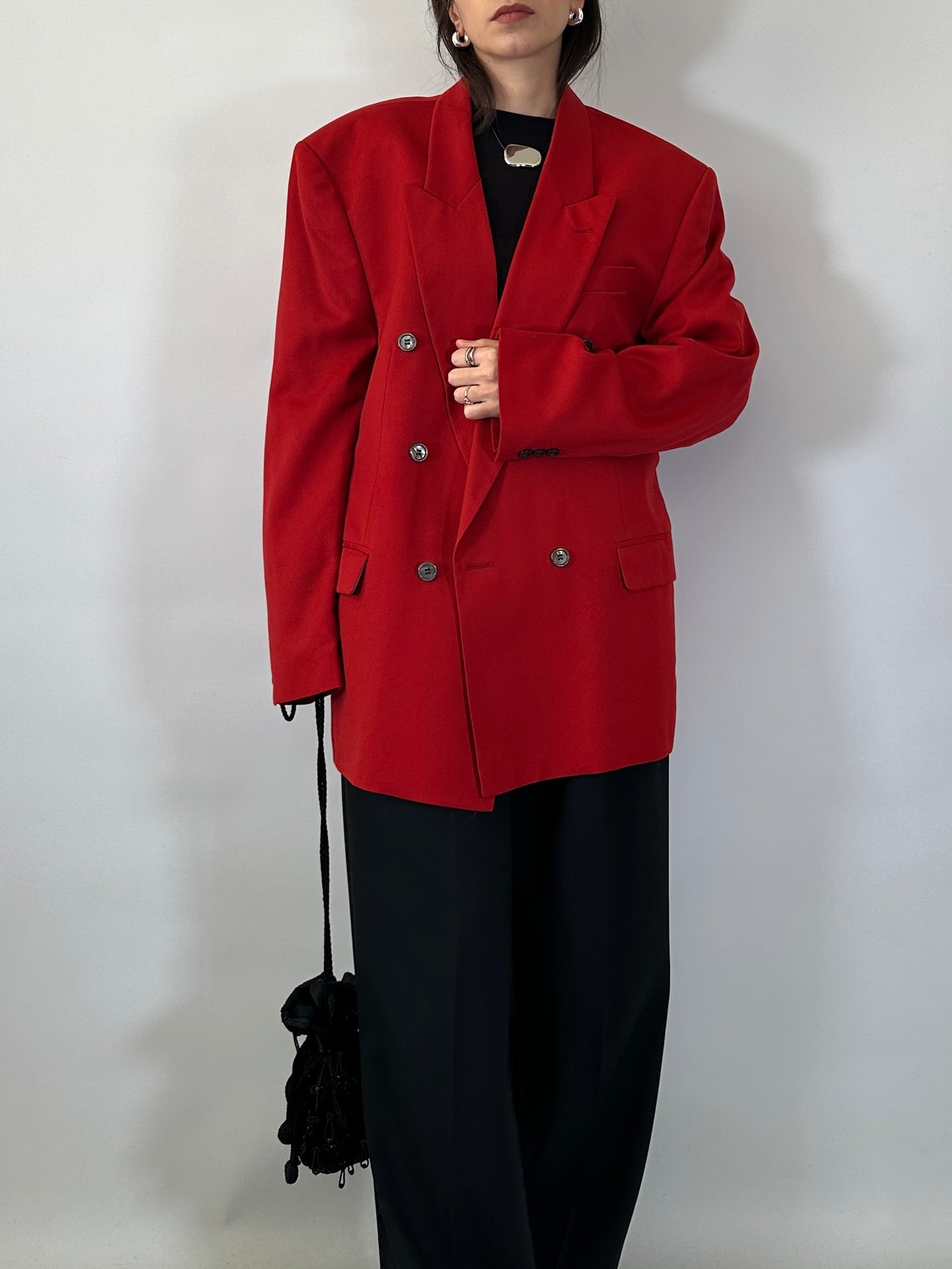 Vintage Oversize Red Wool Blazer