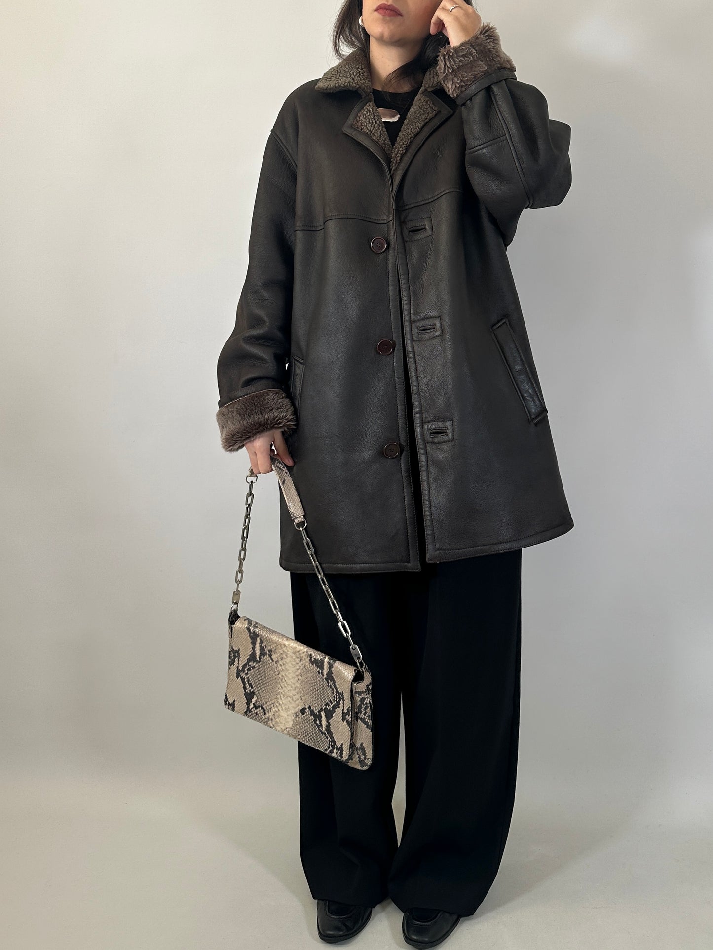 Vintage shearling coat brown and beige