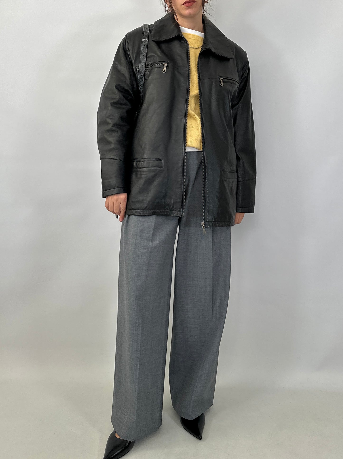 Soft leather zipped jacket