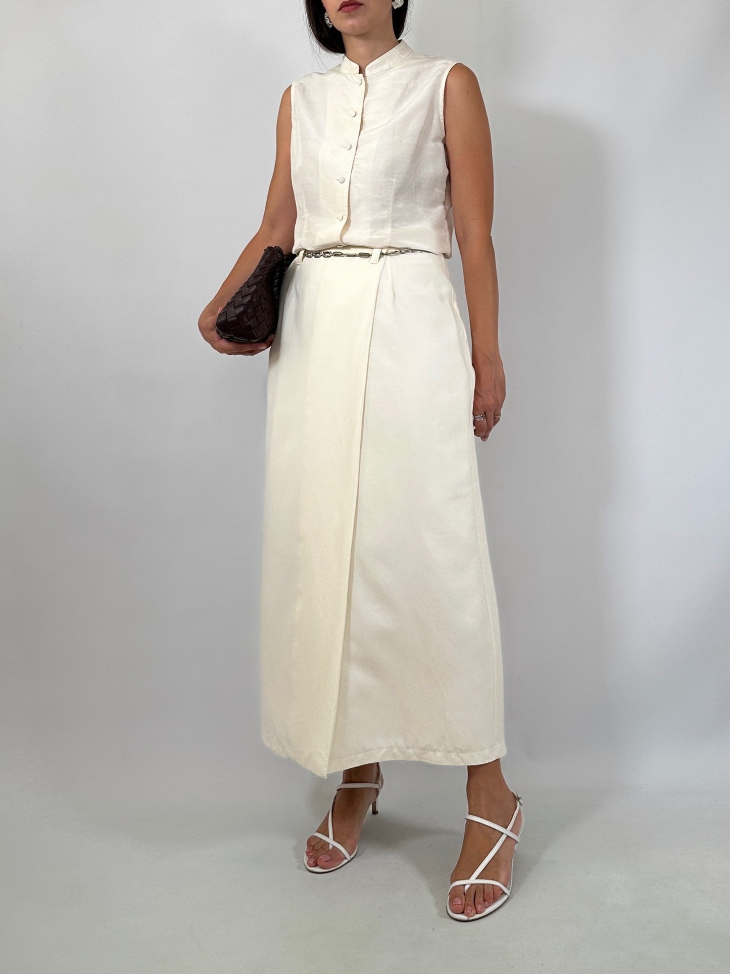 Vintage Wrap Midi Skirt
