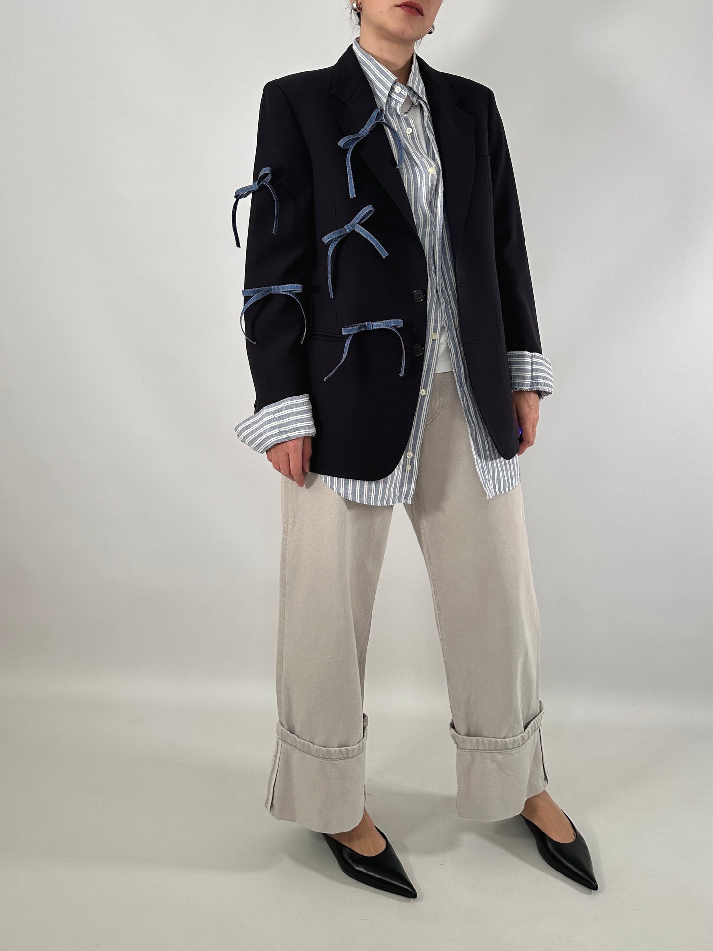 Reworked blue vintage men blazer