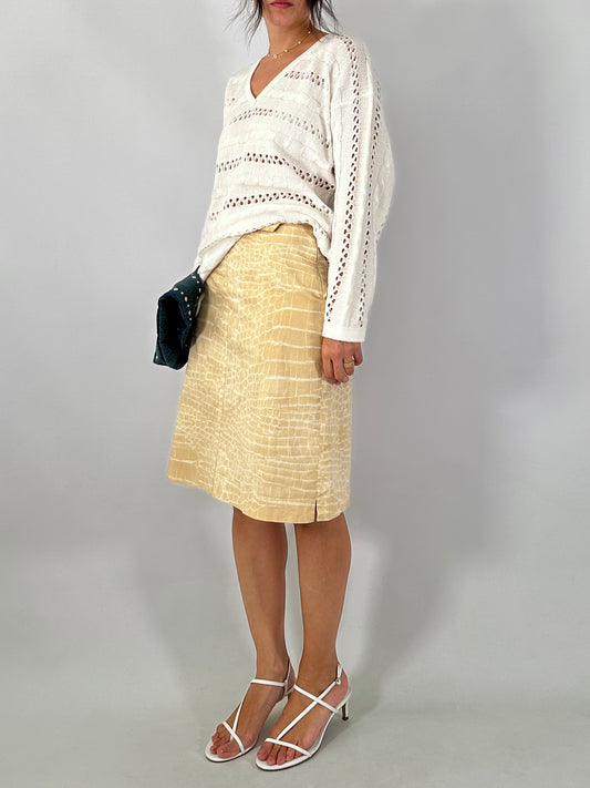 Croc-print cotton vintage skirt