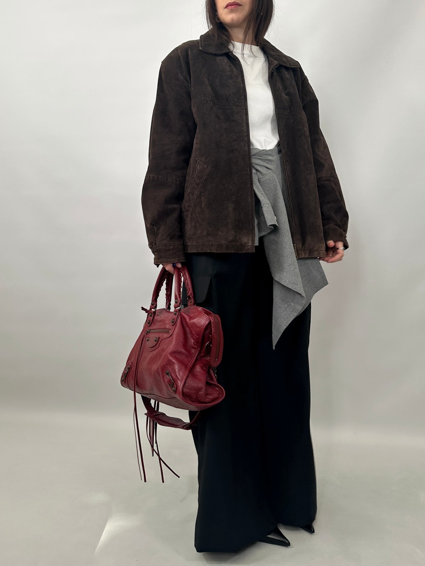 Vintage Zipped Suede Leather Jacket